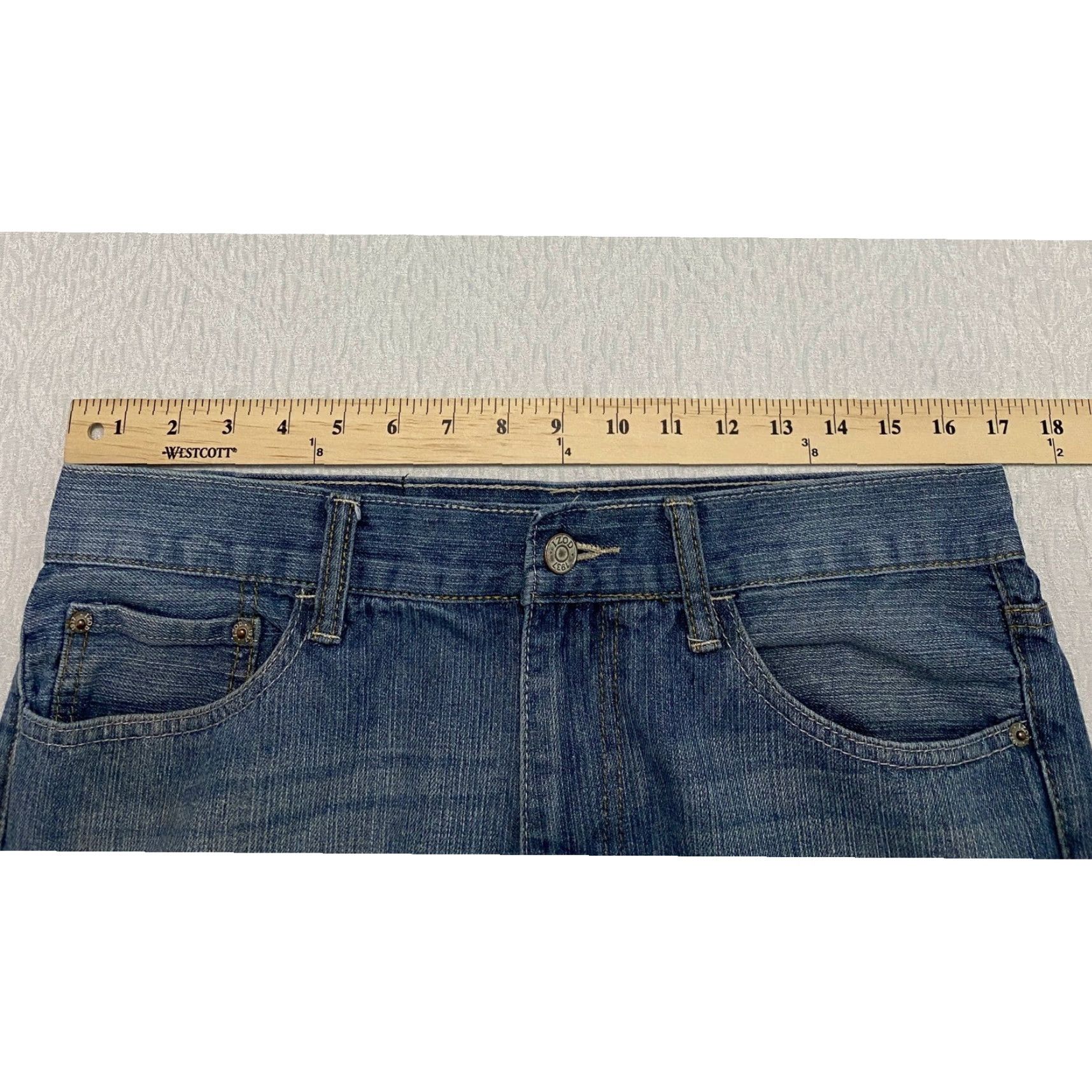 Izod IZOD Slim Straight Fit Jeans Mens 32 x 30 Blue Denim Cotton Blend Stretch 5-Pocket Design Size US 32 / EU 48 - 5 Thumbnail