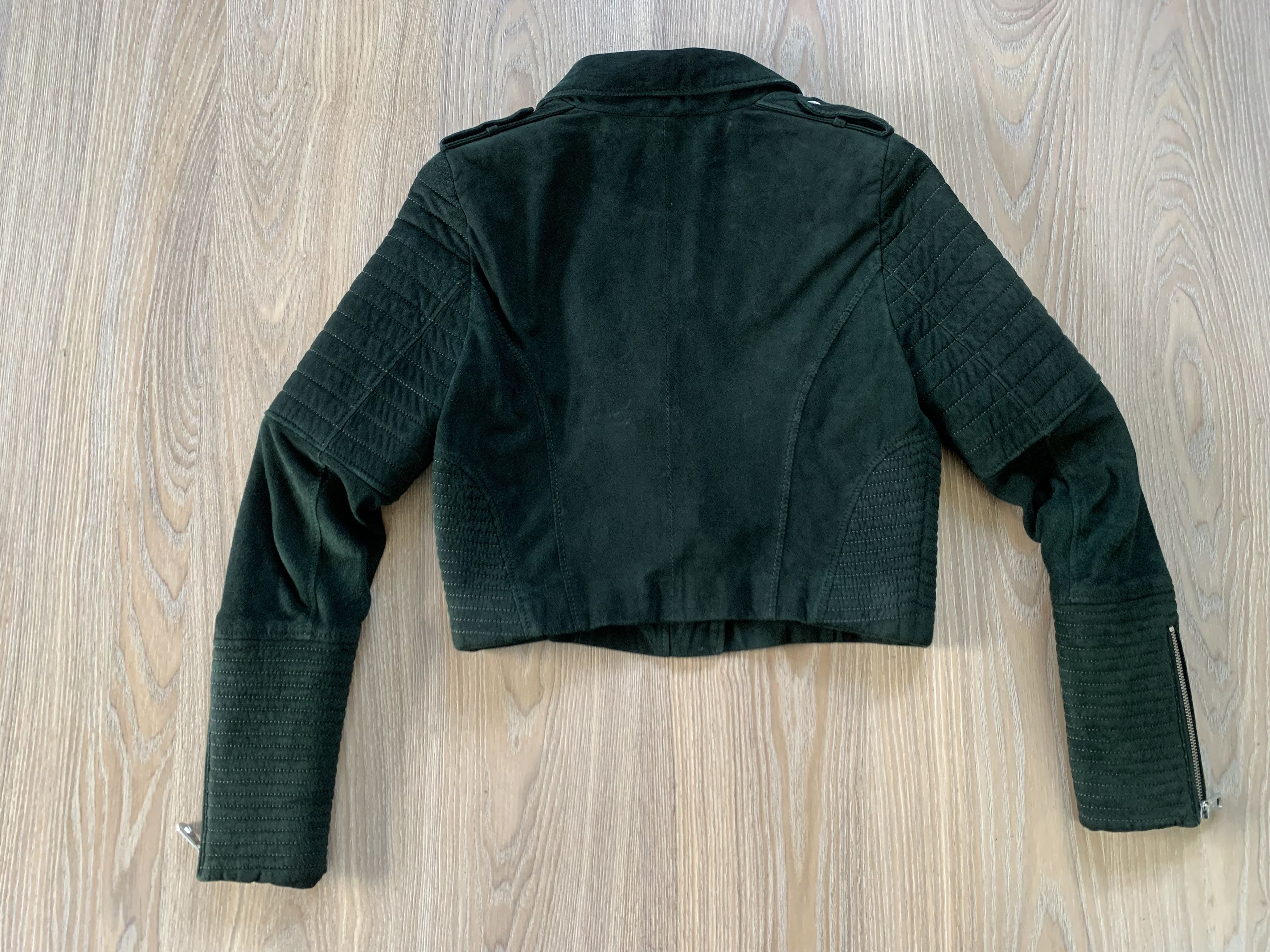 Other Actors Womens Suede Green Leather Biker Jacket Size S / US 4 / IT 40 - 3 Thumbnail