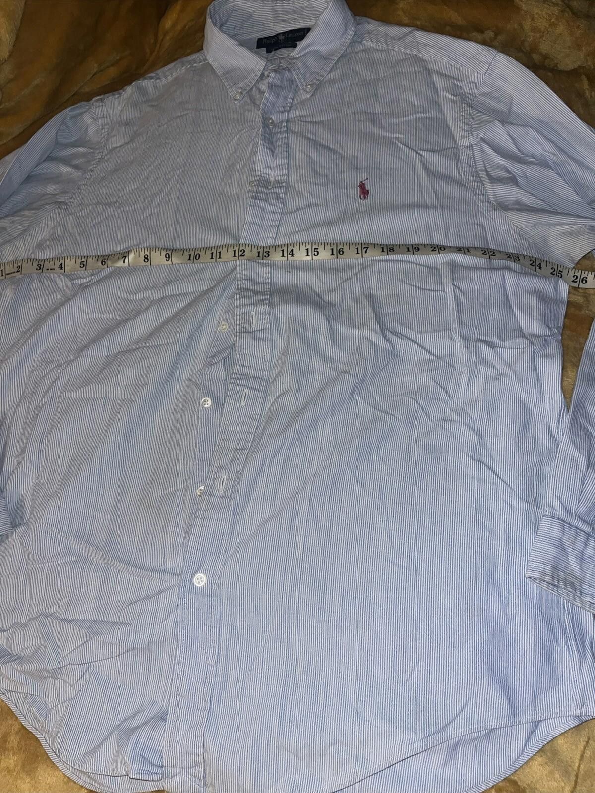 Polo Ralph Lauren Polo Ralph Lauren Button Long Sleeve Blue Pinstripe Pony XL Size US XL / EU 56 / 4 - 5 Thumbnail