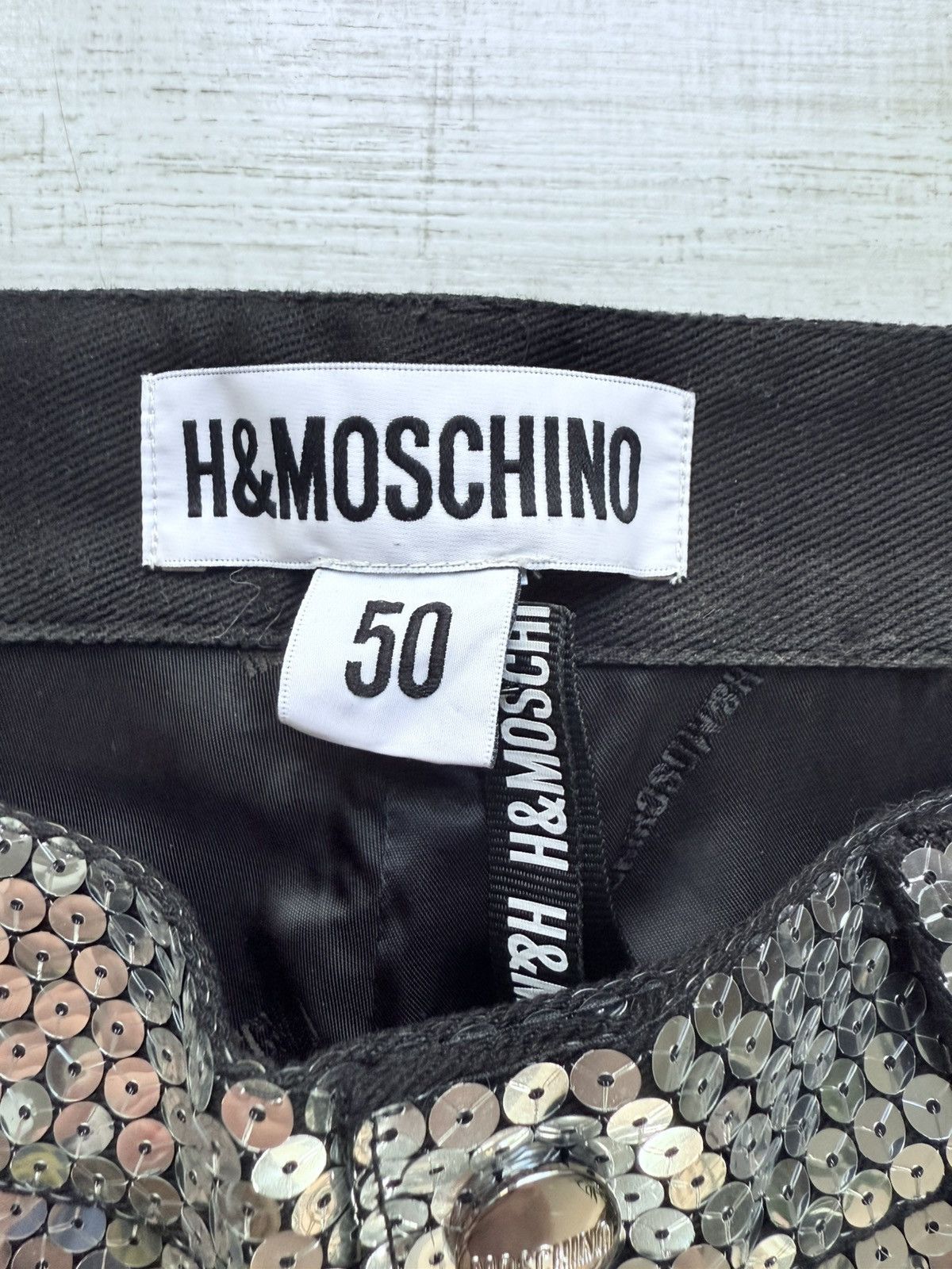 H&M × Moschino H&M x Moschino sequin pants size 34 gently used silver Size US 43 - 4 Thumbnail