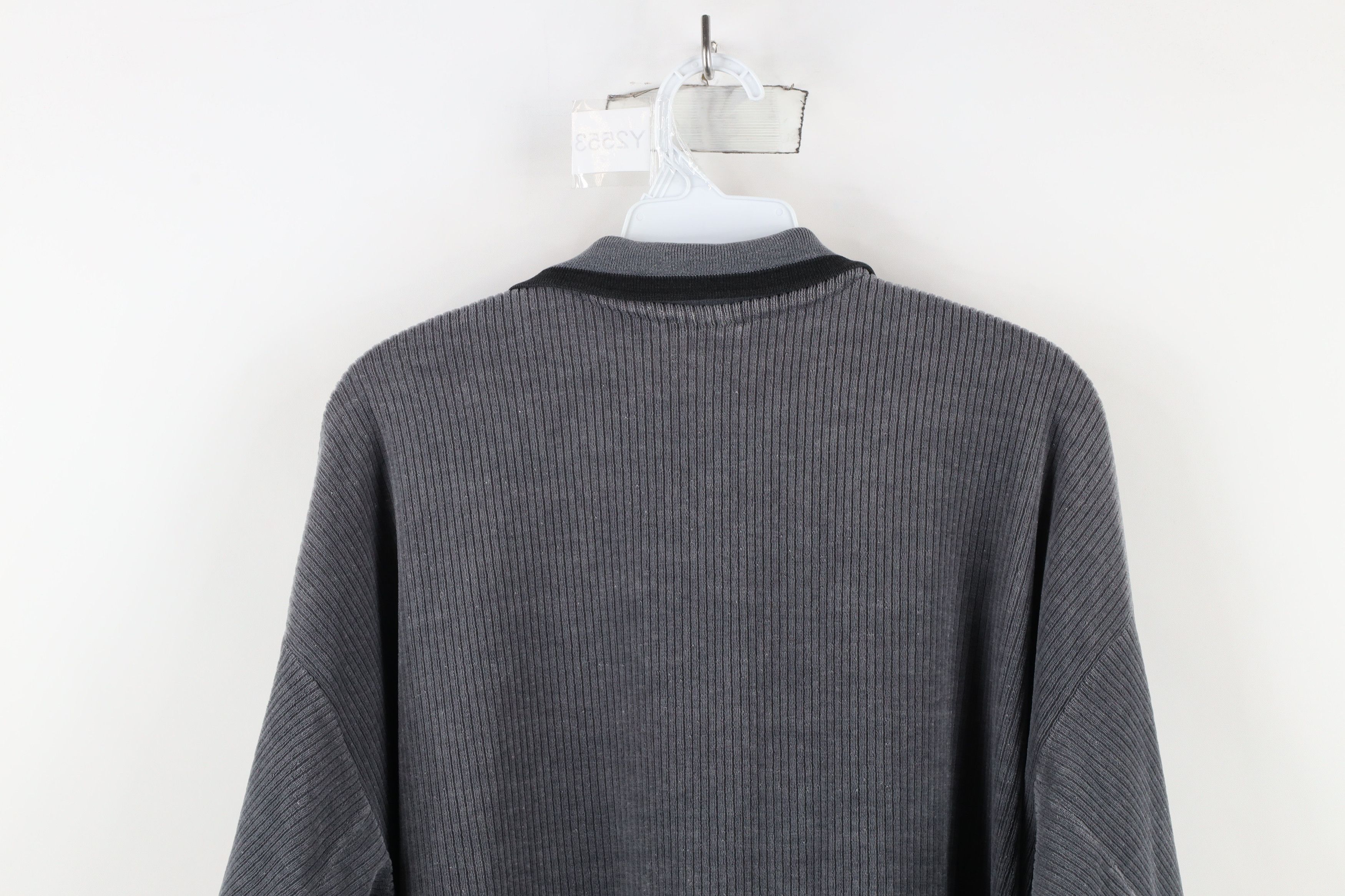 Vintage Vintage 90s Streetwear Fleece Collared Polo Sweater Gray USA Size US XL / EU 56 / 4 - 11 Thumbnail