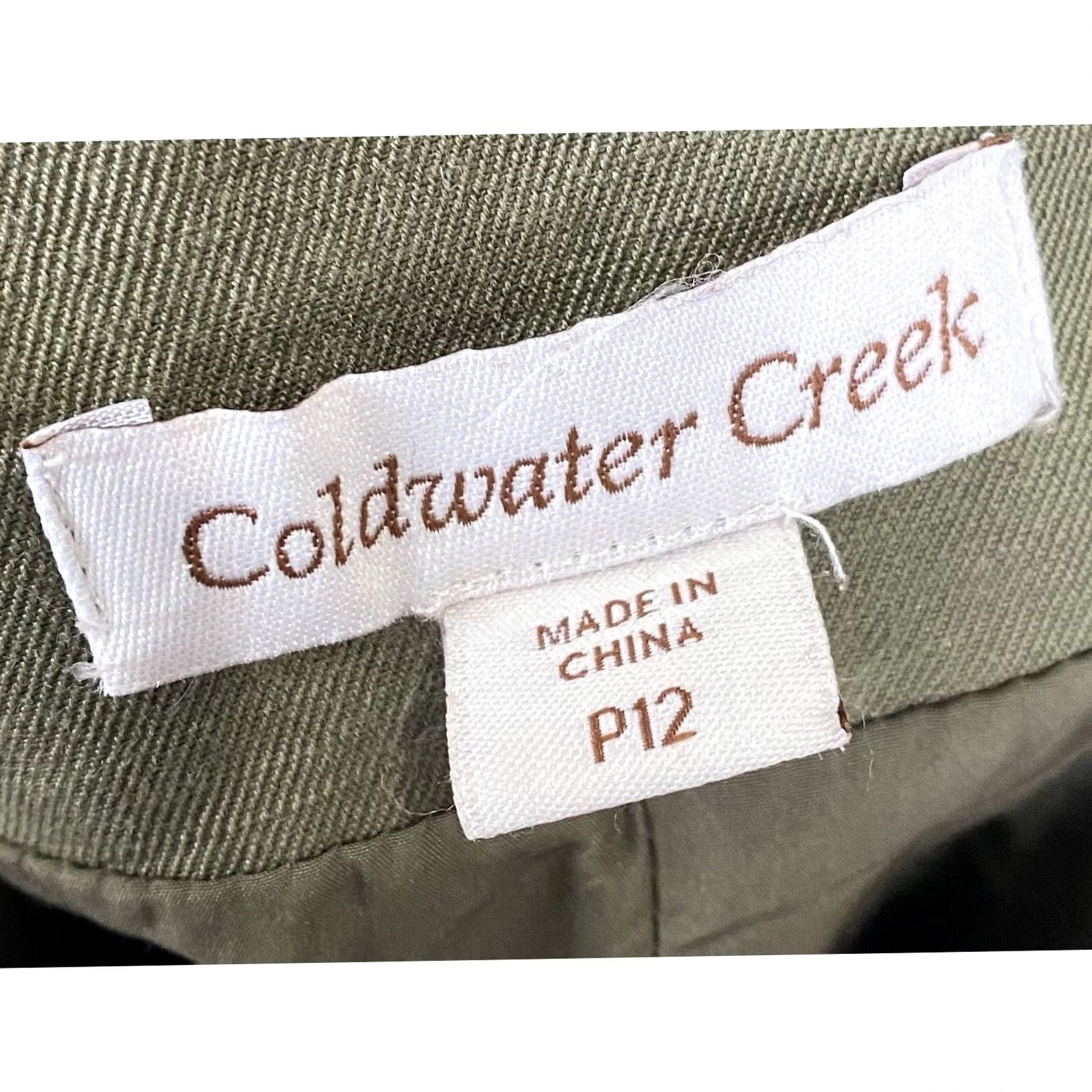 Coldwater Creek Coldwater Creek Jacket Army Green Linen Blend Button Front Petite 12P Pockets Women's Short Jacket Size XL / US 12-14 / IT 48-50 - 6 Thumbnail
