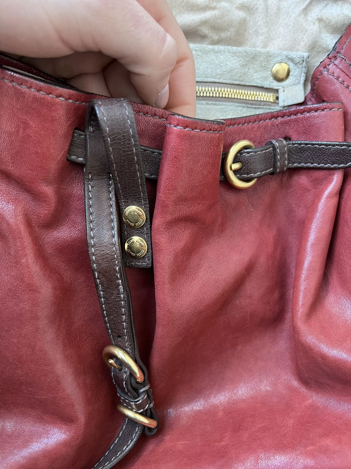 Miu Miu × Prada × Vintage vintage y2k miu miu large shopper handle bag tote leather Size ONE SIZE - 6 Thumbnail