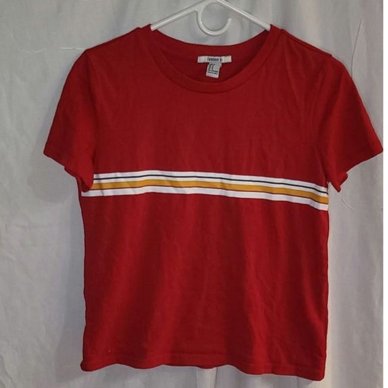 Forever 21 Forever 21 Red Striped Short Sleeve T-Shirt Size Small Size S / US 4 / IT 40 - 1 Thumbnail