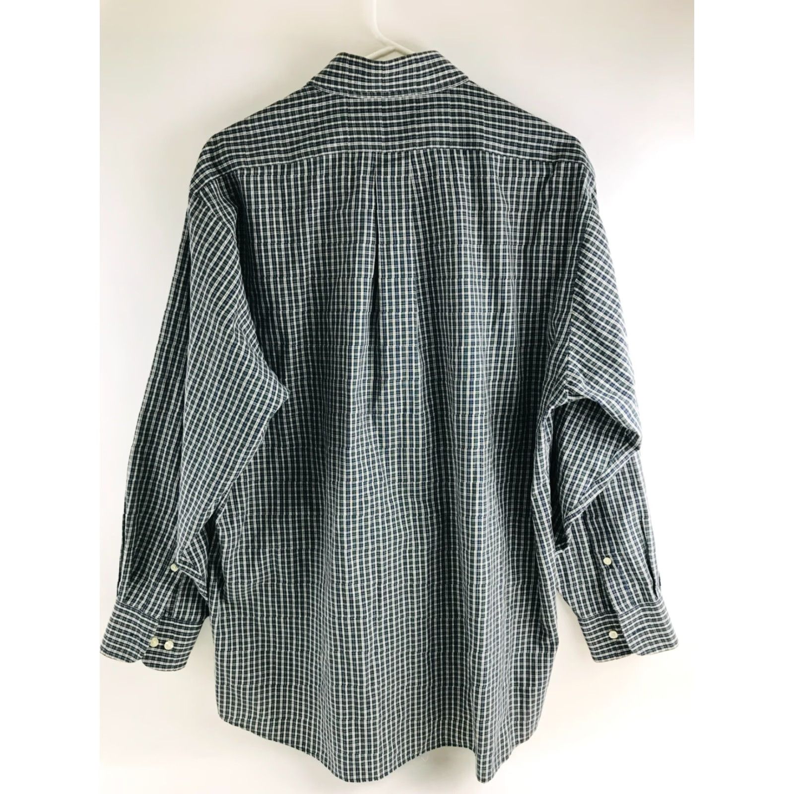 Chaps Chaps Shirt Men's Large 16-16.5 32/33 Green Navy Blue Button-Down Plaid Regular Size US L / EU 52-54 / 3 - 3 Thumbnail