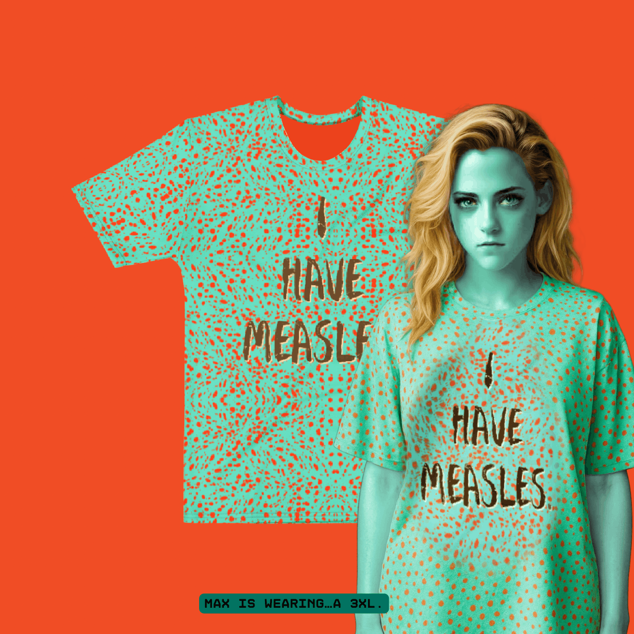 Other ‘I Have Measles’ T-Shirt (in Orange + Greent/Mint) Size US XXL / EU 58 / 5 - 1 Thumbnail