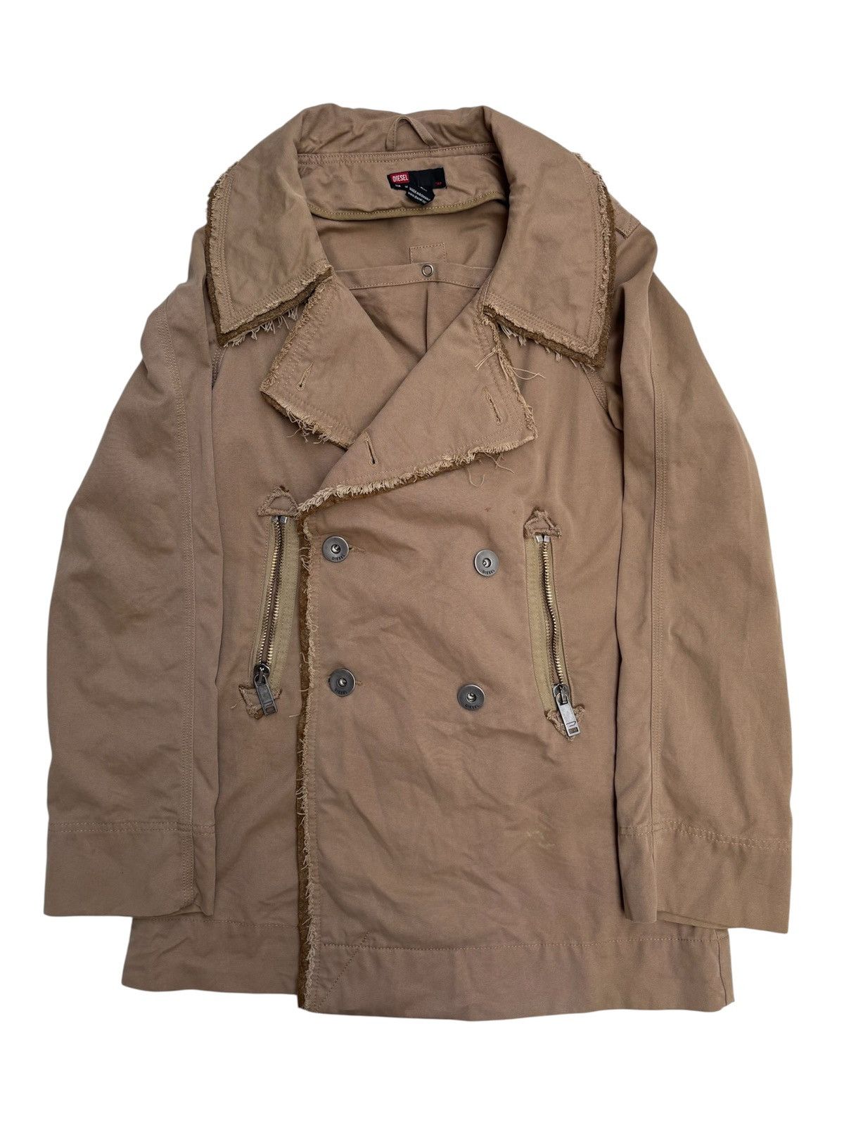 Diesel Y2K Distressed Double Breasted Coat Size US S / EU 44-46 / 1 - 1 Thumbnail