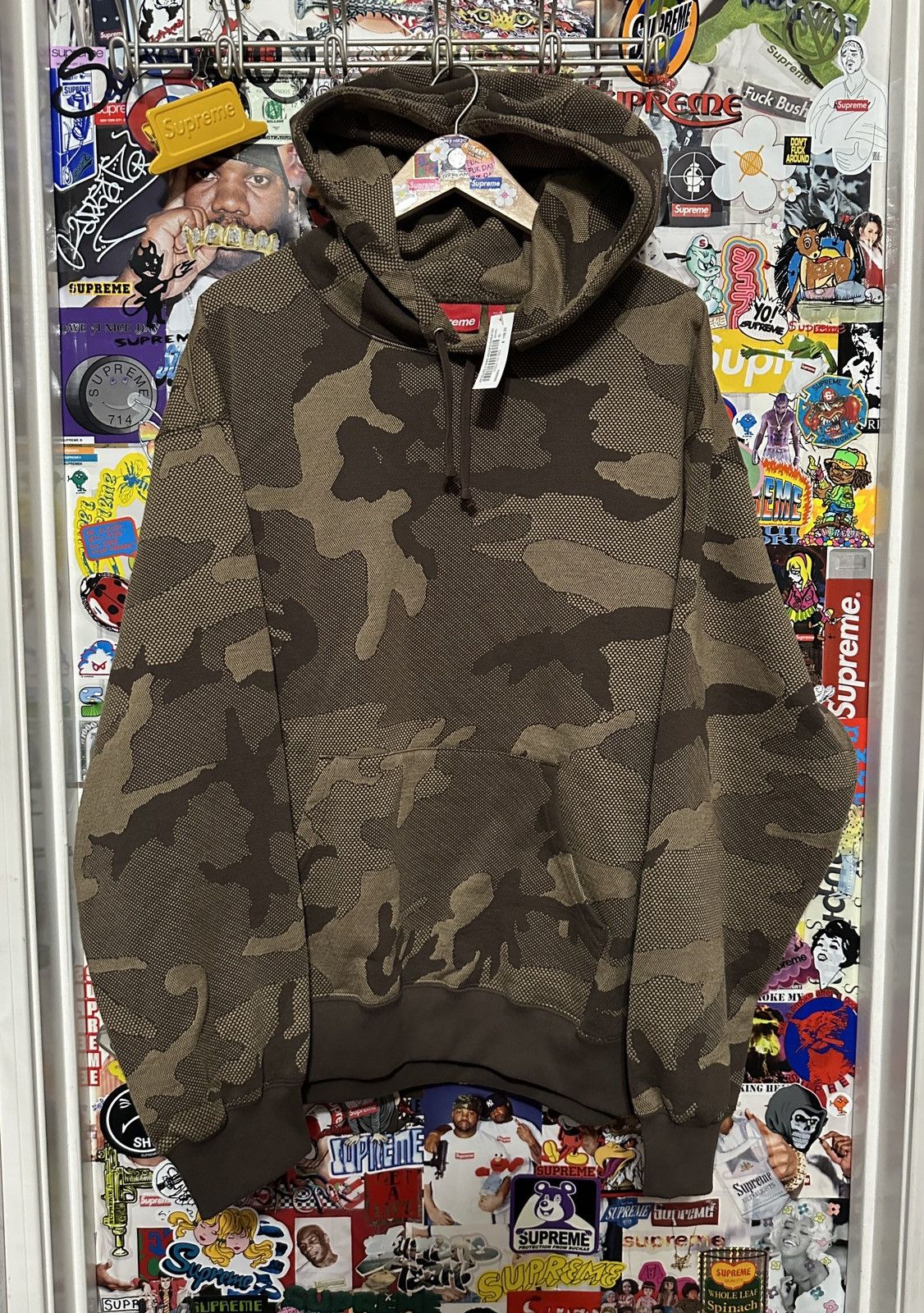 Rare Streetwear Supreme DS SS24 Supreme Jacquard Stripe Hoodie Brown Camo XL 2024 Grailed