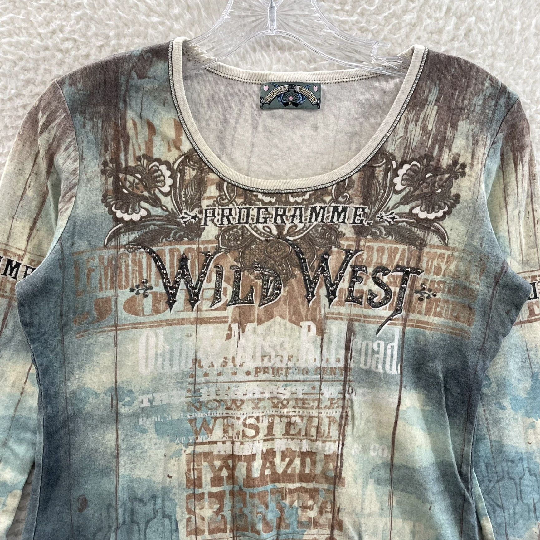 Vintage VINTAGE Y2K Top Shirt Western Cowboy Cowgirl Boho Grunge L Beige Nike? Size L / US 10 / IT 46 - 3 Thumbnail