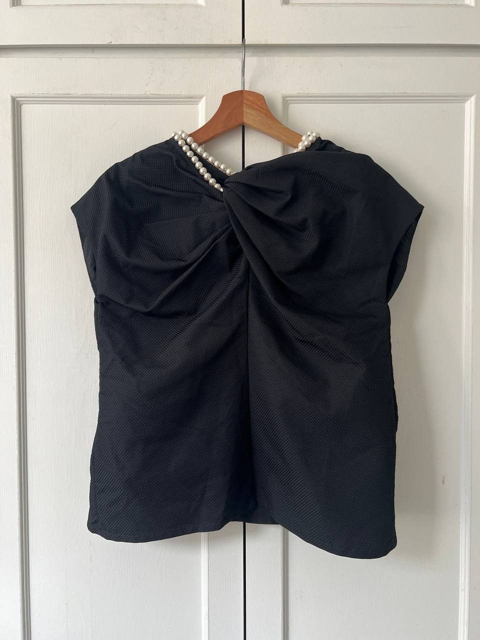Junya Watanabe SS24 Junya Watanabe Bow Tie Pearl Scrunch Blouse Size XS / US 0-2 / IT 36-38 - 2 Thumbnail