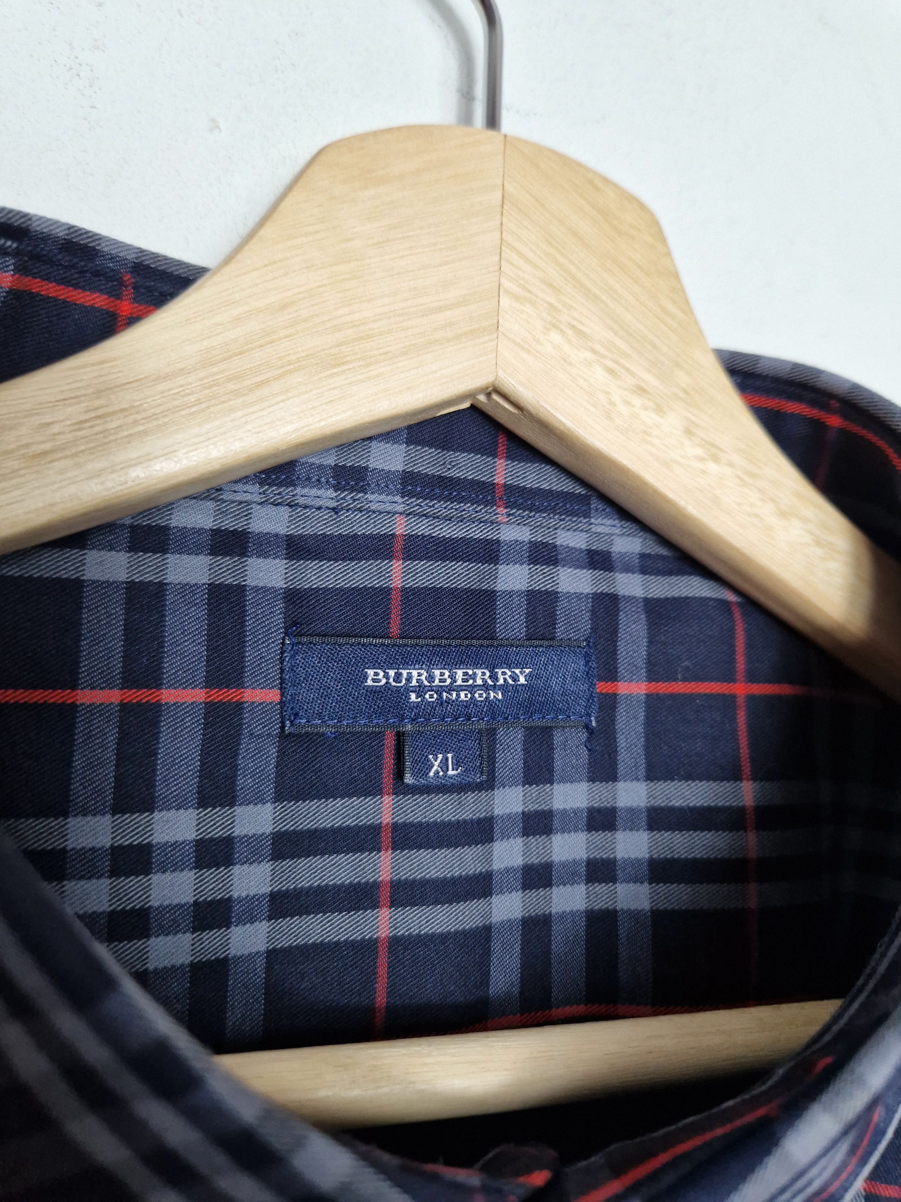 Burberry × Vintage Burberry vintage DSWT navy nova check shirt Size US XL / EU 56 / 4 - 8 Thumbnail