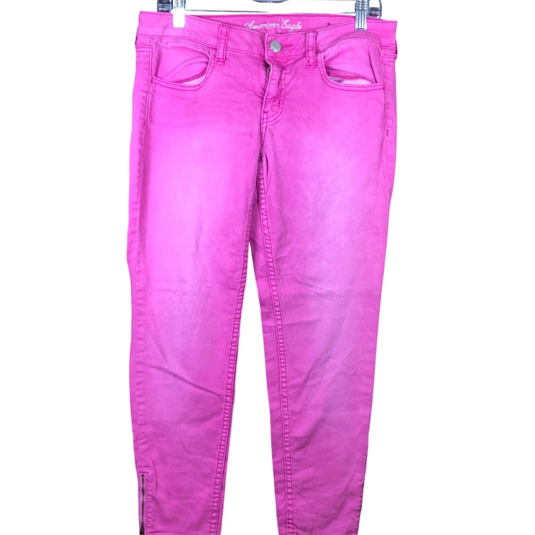 American Eagle Outfitters American Eagle Womens Jeans Bright Purple Low Rise Ankle Zip Jegging Stretch 8 Size 30" / US 8 / IT 44 - 2 Thumbnail