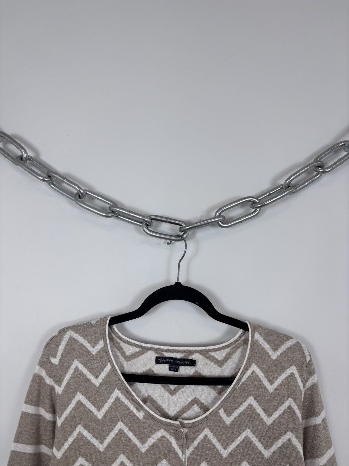 Gudrun Sjoden Gudrun Sjoden Women’s Beige Geometric Knit Cardigan Sweater Size L / US 10 / IT 46 - 3 Thumbnail