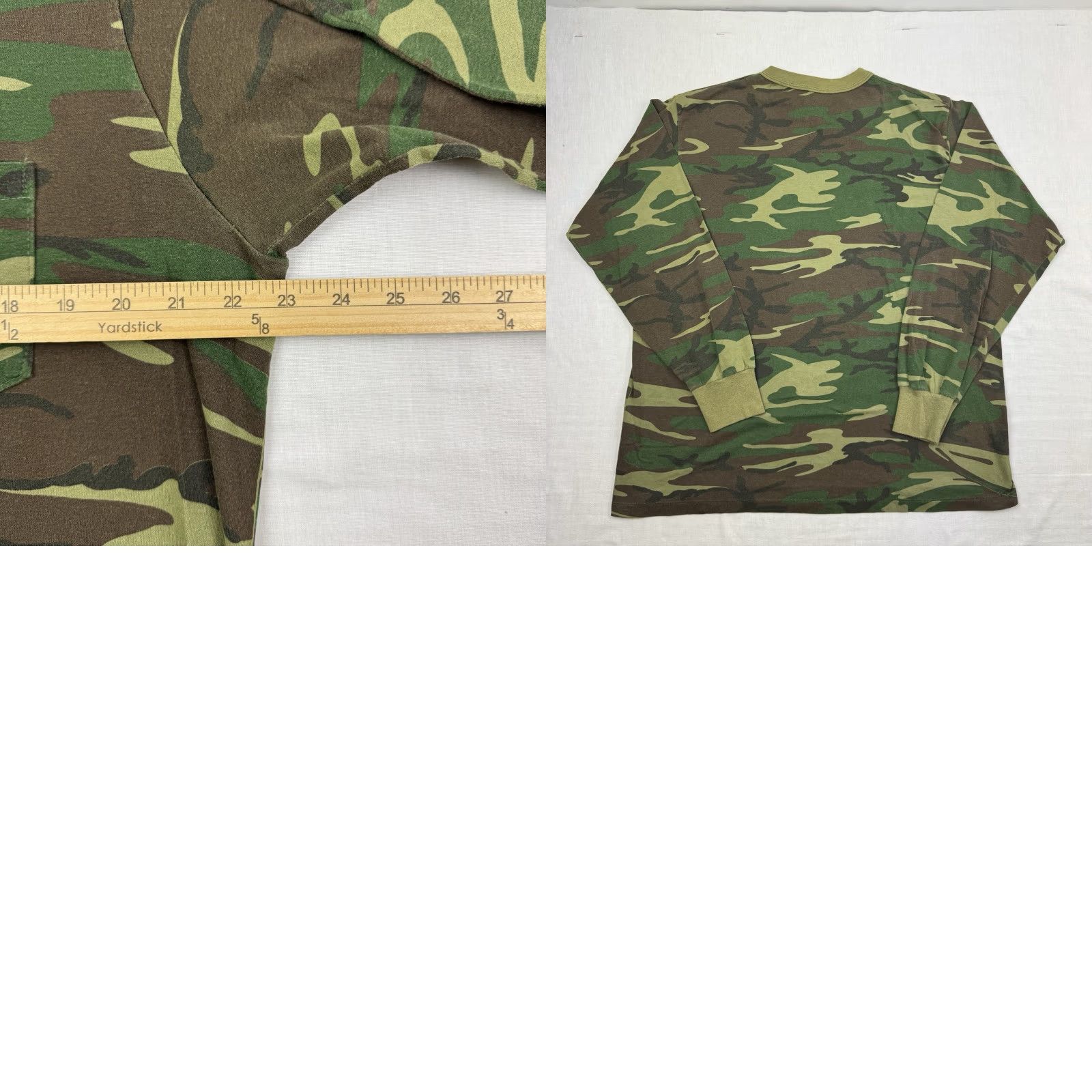AMO VINTAGE Camo Long Sleeve T Shirt Adult Large Hunting Grunge Hipster 80s Pocket Size US L / EU 52-54 / 3 - 8 Thumbnail