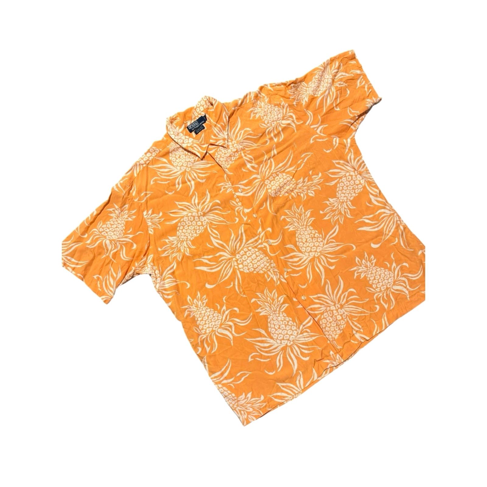 Ralph Lauren VINTAGE Ralph Lauren POLO Pineapple Pattern Loop Collar Hawaiian Aloha Shirt 2XL Orange/White Men Short Sleeve Shirt Size US XXL / EU 58 / 5 - 3 Thumbnail
