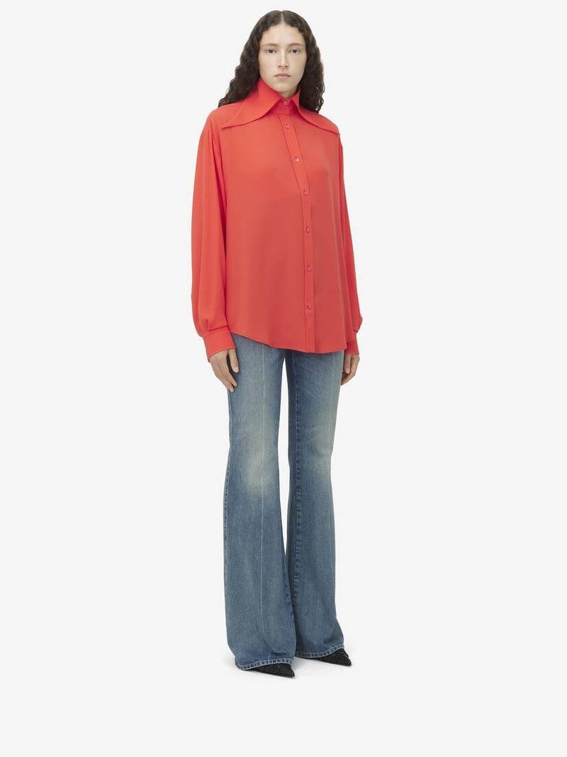 Alexander McQueen o1srvl11e0226 Exaggerated Collar Shirt In Coral Size M / US 6-8 / IT 42-44 - 4 Thumbnail