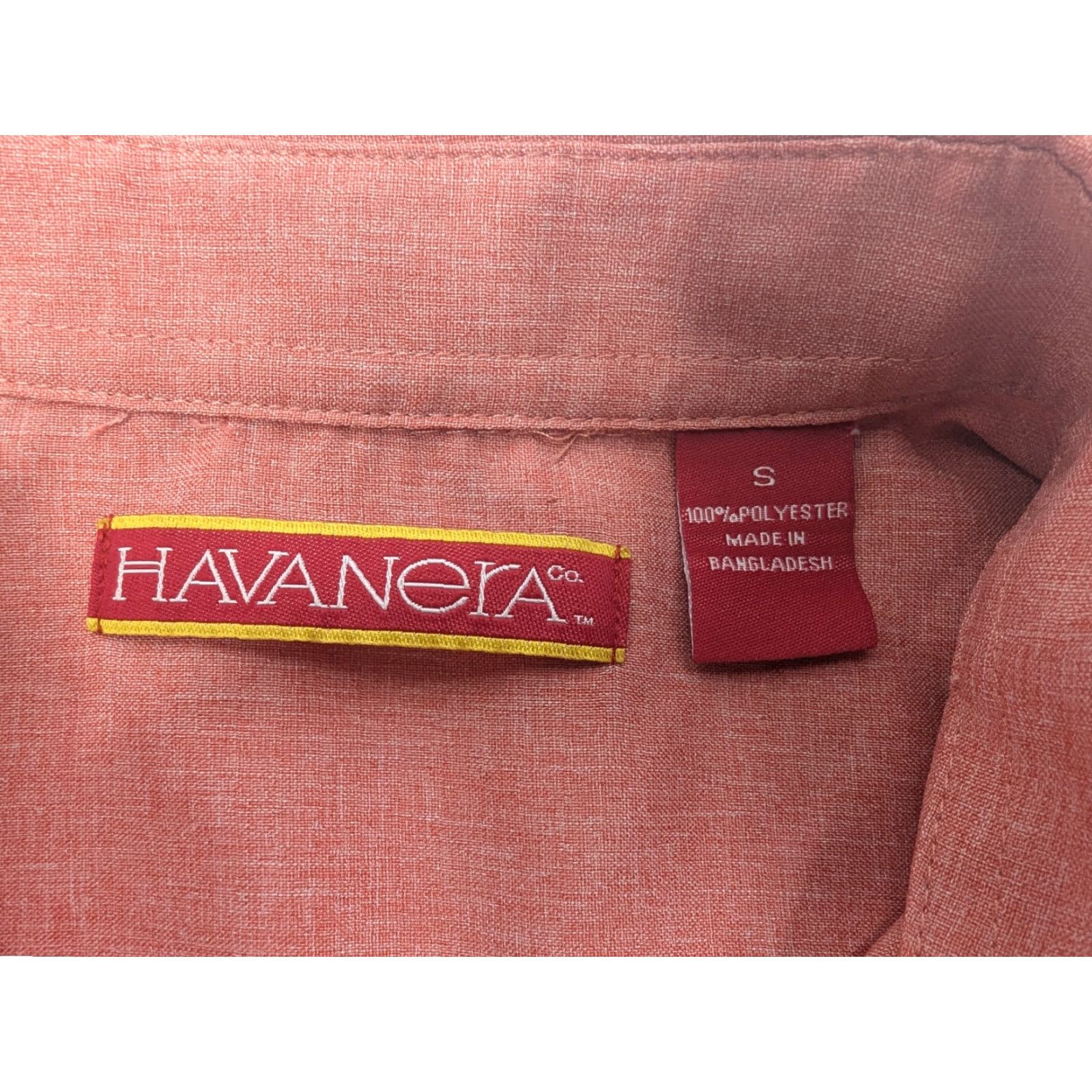 Vintage Havanera Button-Down Shirt Mens Small Cuban Style Short Sleeve Summer Salmon Red Pink Size US S / EU 44-46 / 1 - 6 Thumbnail