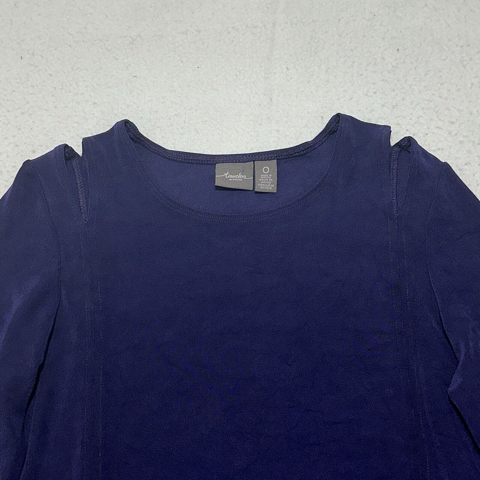 Chicos Chico's Small V-Neck Cold Shoulder Purple Acetate Blouse Size S / US 4 / IT 40 - 2 Thumbnail