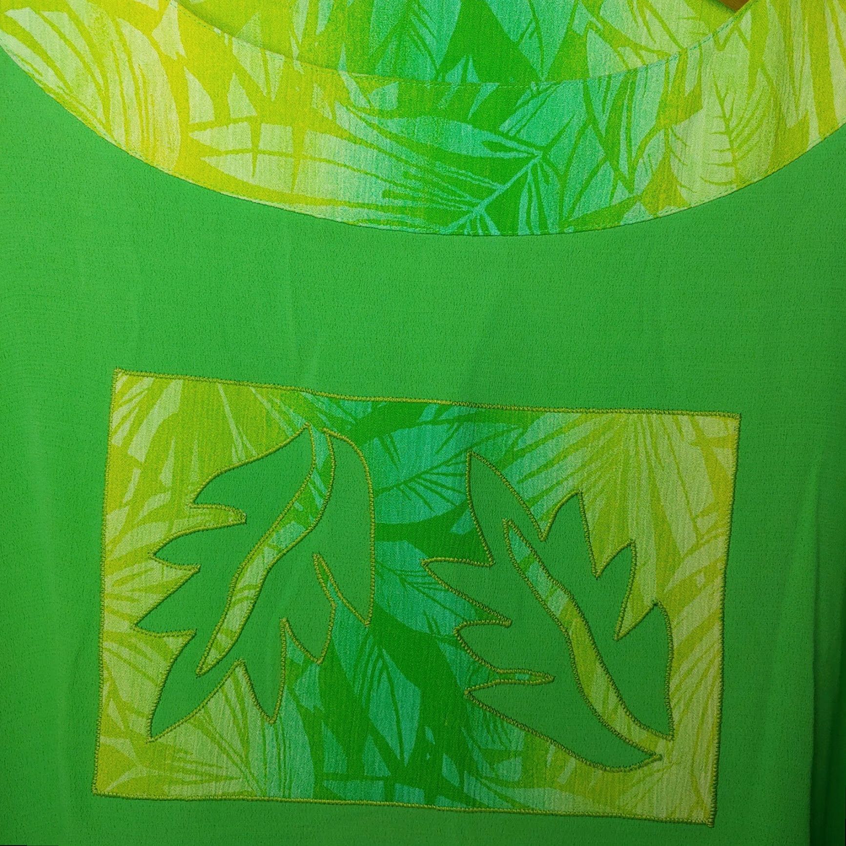 Vintage VINTAGE Helena Designer Sportswear Shirt M Green Leaves Nature Lagenlook Art to Wear Size M / US 6-8 / IT 42-44 - 2 Thumbnail