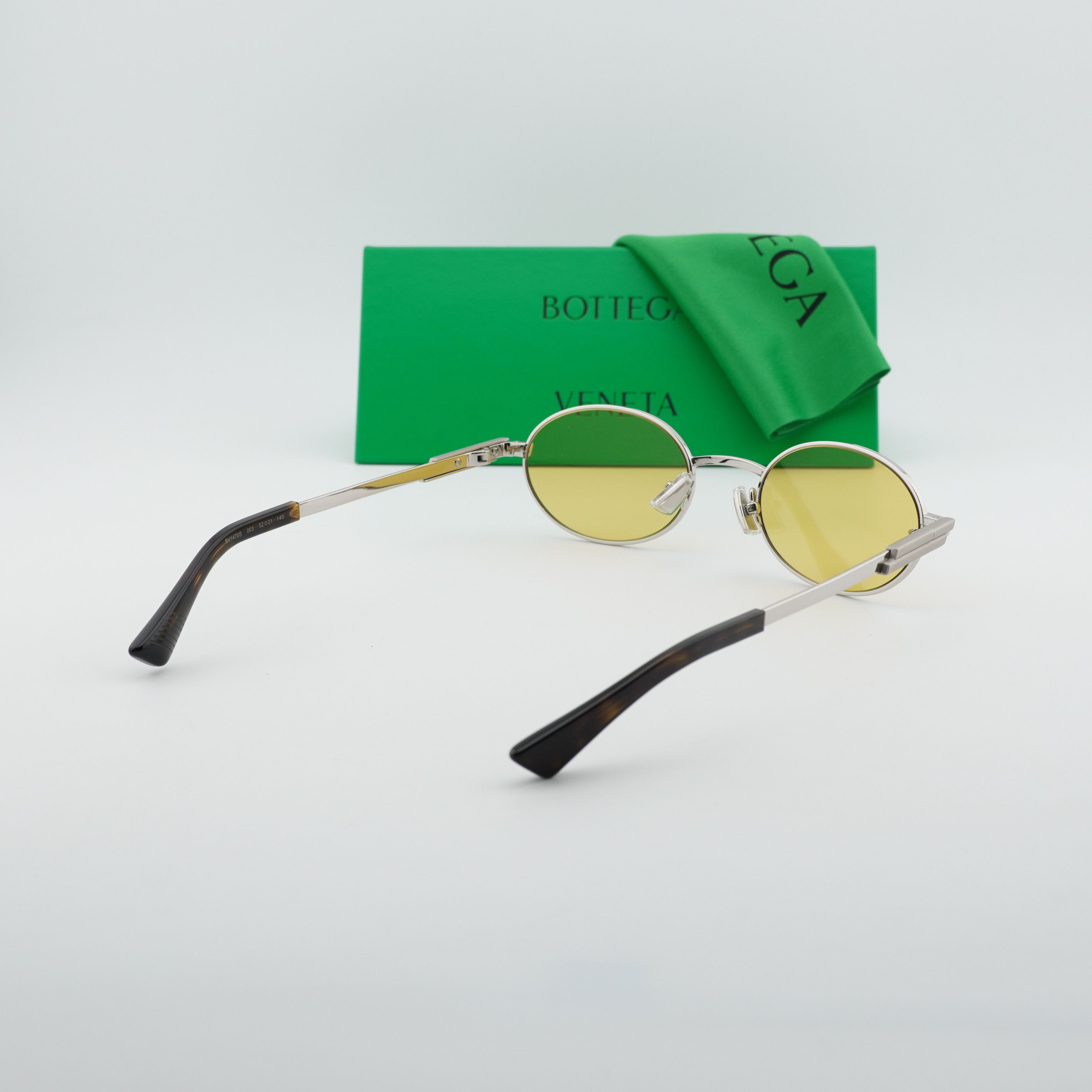 Bottega Veneta Bottega Veneta BV1470S 003 Sunglasses Silver Oval Frame Size ONE SIZE - 11 Thumbnail