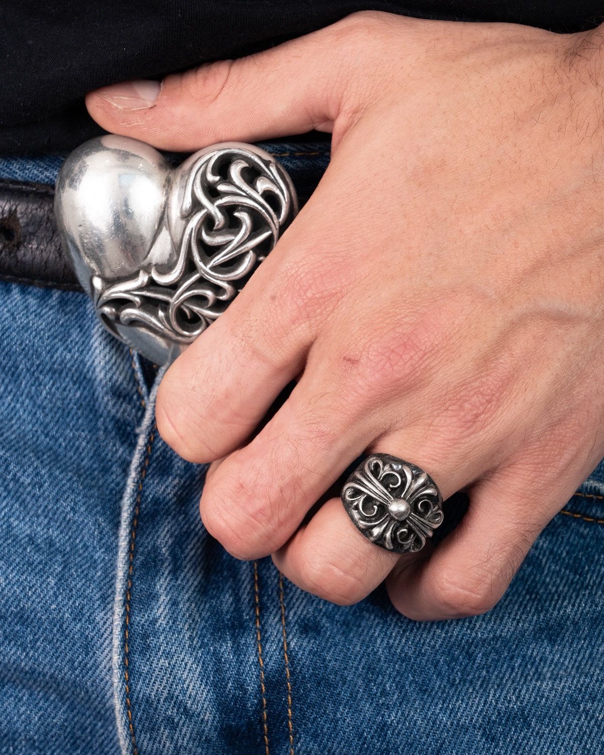 Chrome Hearts *VERY RARE* Chrome Hearts Black Rhodium Keeper Ring Size ONE SIZE - 6 Thumbnail