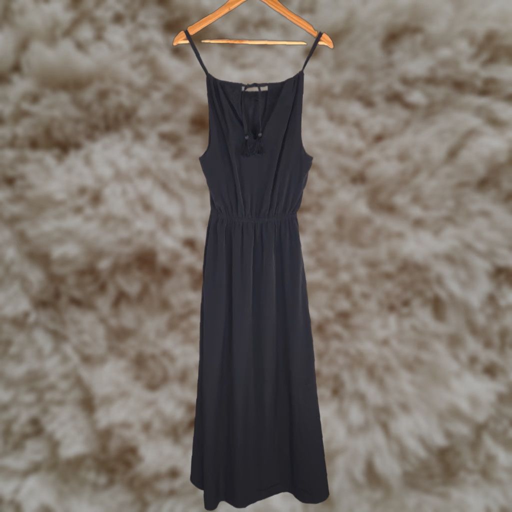 Athleta Dress Womens XS Black Flowy Maxi Ripple Style Athletic Travel Casual NEW