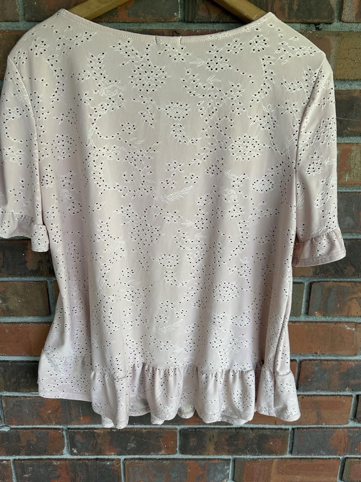 Designer W5 Blouse XL Pink Extra Large Comfy Textured Size XL / US 12-14 / IT 48-50 - 3 Thumbnail