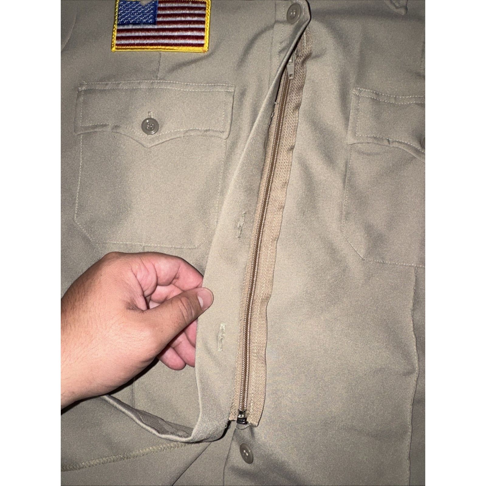 Flying Cross × Vintage Vintage Flying Cross Tan Shirt 23x27 Polyester USA Military Size US L / EU 52-54 / 3 - 4 Thumbnail