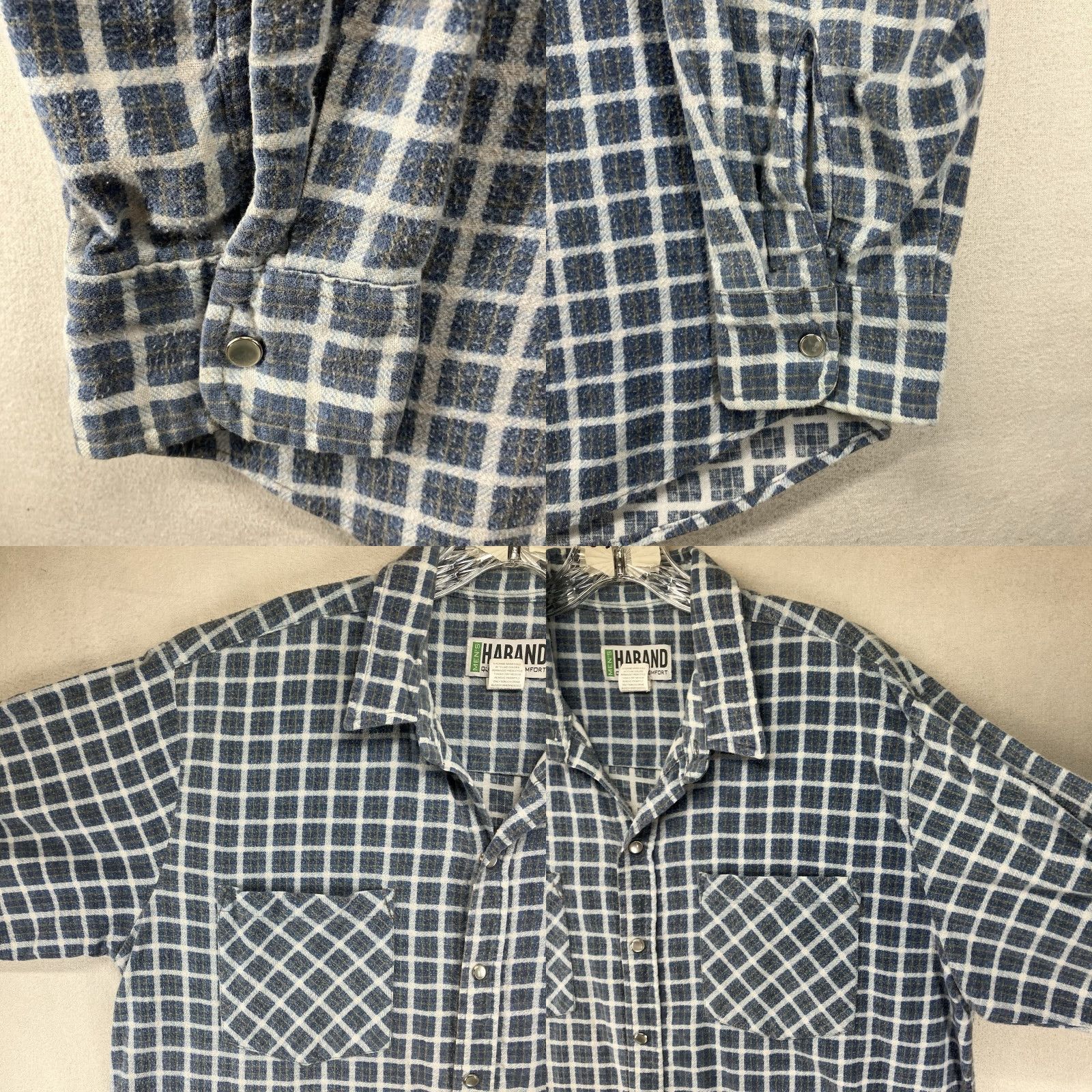 Haband VINTAGE Haband Pearl Snap Flannel Shirt Medium Blue Check Grunge Casual Mens Size US M / EU 48-50 / 2 - 8 Thumbnail