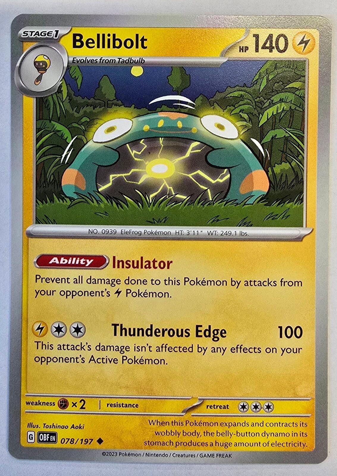 Pokemon Bellibolt card Scarlet & Violet: Obsidian Flames Size ONE SIZE - 1 Thumbnail