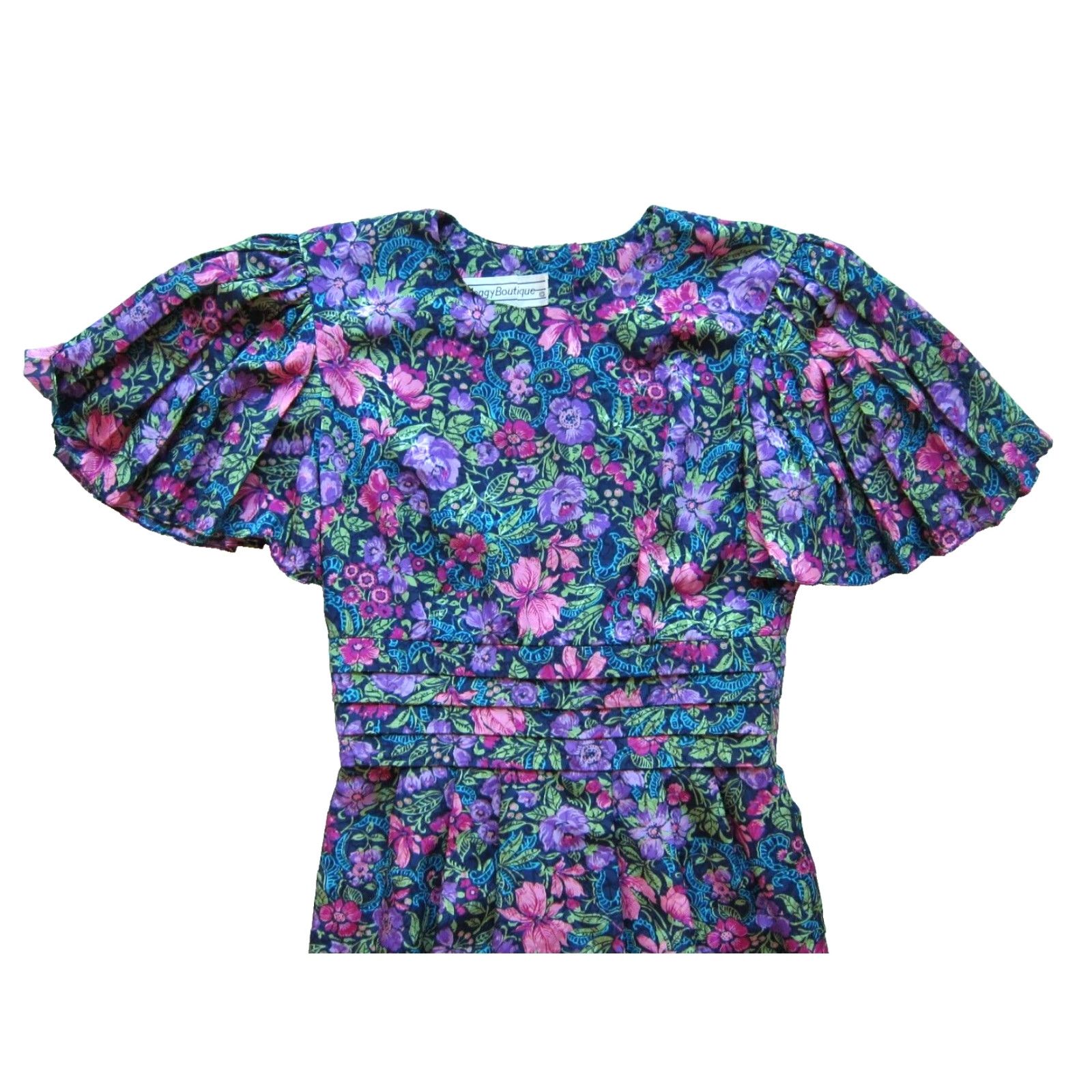 Vintage Vtg Maggy Boutique 80s Floral Short Sleeve Wiggle Dress 4 Size 27" / US 4 / IT 40 - 4 Thumbnail