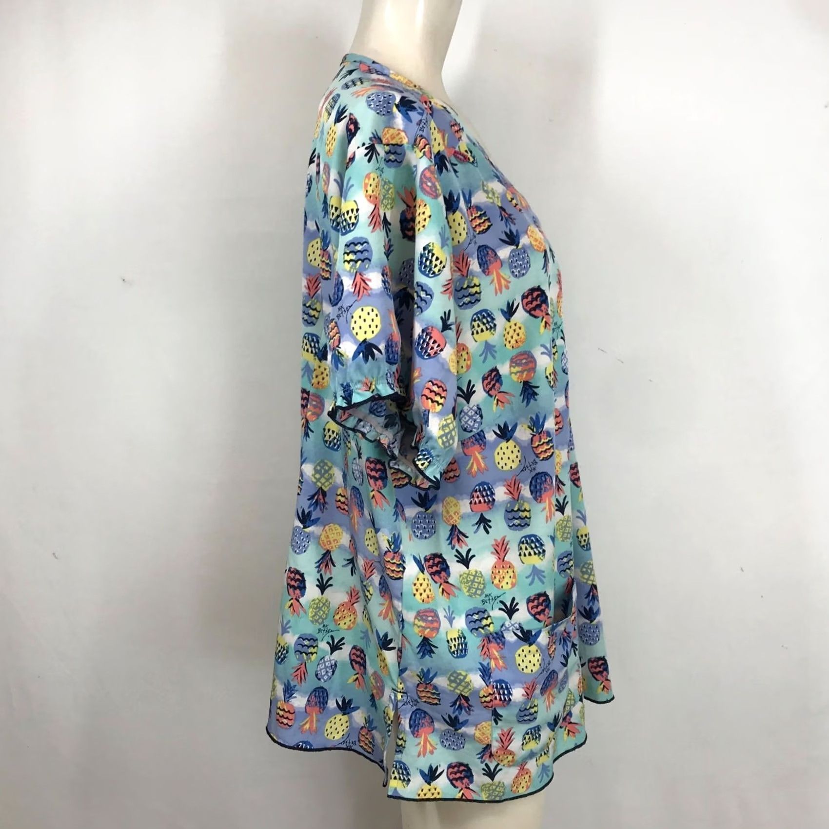Betsey Johnson BETSEY JOHNSON Women TOP 3XL Multicolor Short Sleeve V Neck Smock Scrub Top Size XXL / US 16-18 / IT 52-54 - 4 Thumbnail