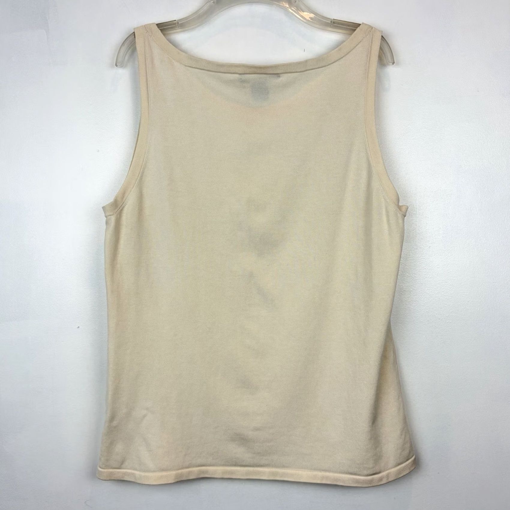 Ellen Tracy Ellen Tracy Tank Silk Blend Womens XL Ivory Sleeveless Scoop Neck Casual Pullover Size XL / US 12-14 / IT 48-50 - 2 Thumbnail