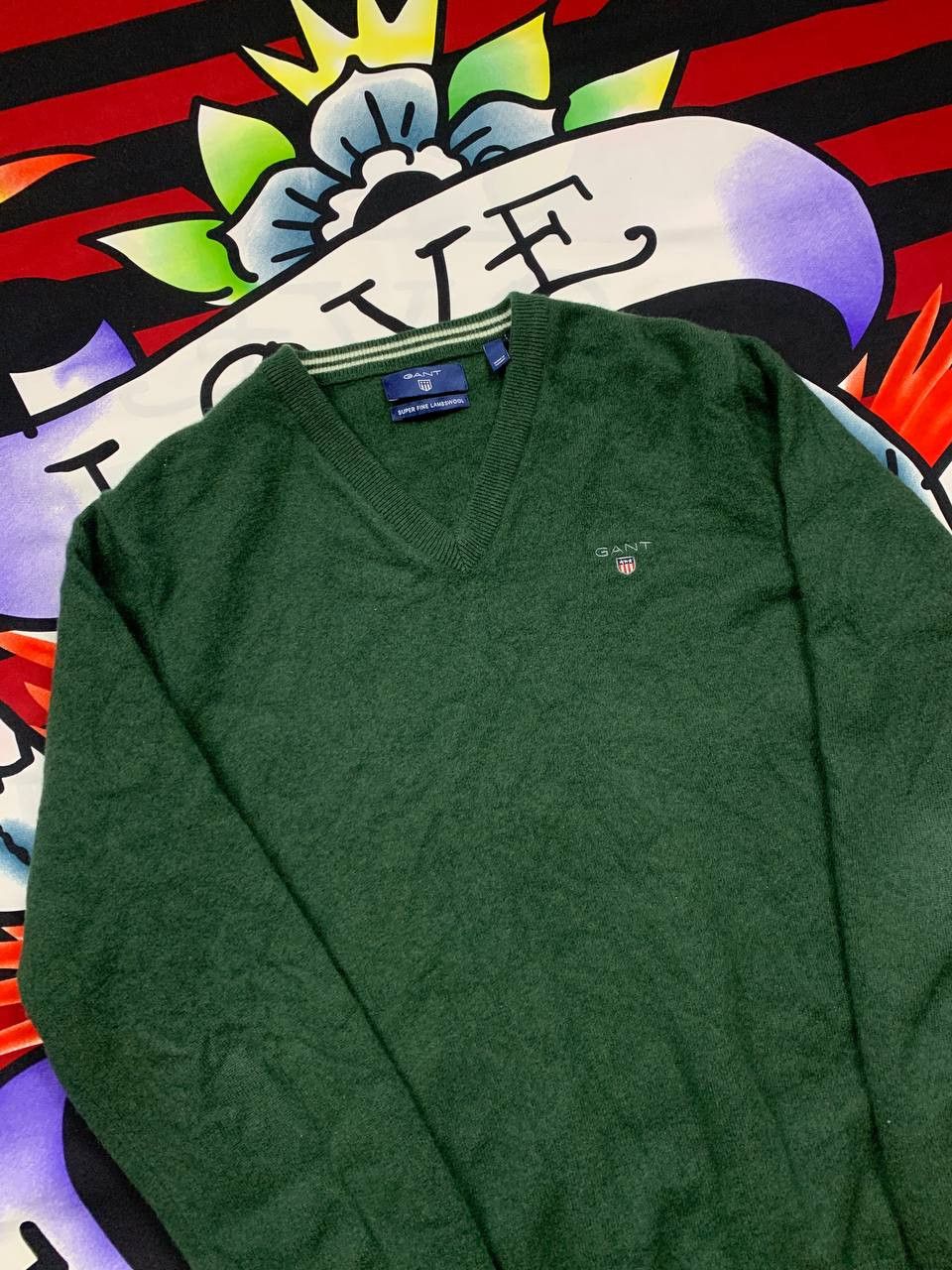 Gant Gant USA lambswool merino green v-neck sweater Size M Size US M / EU 48-50 / 2 - 2 Thumbnail