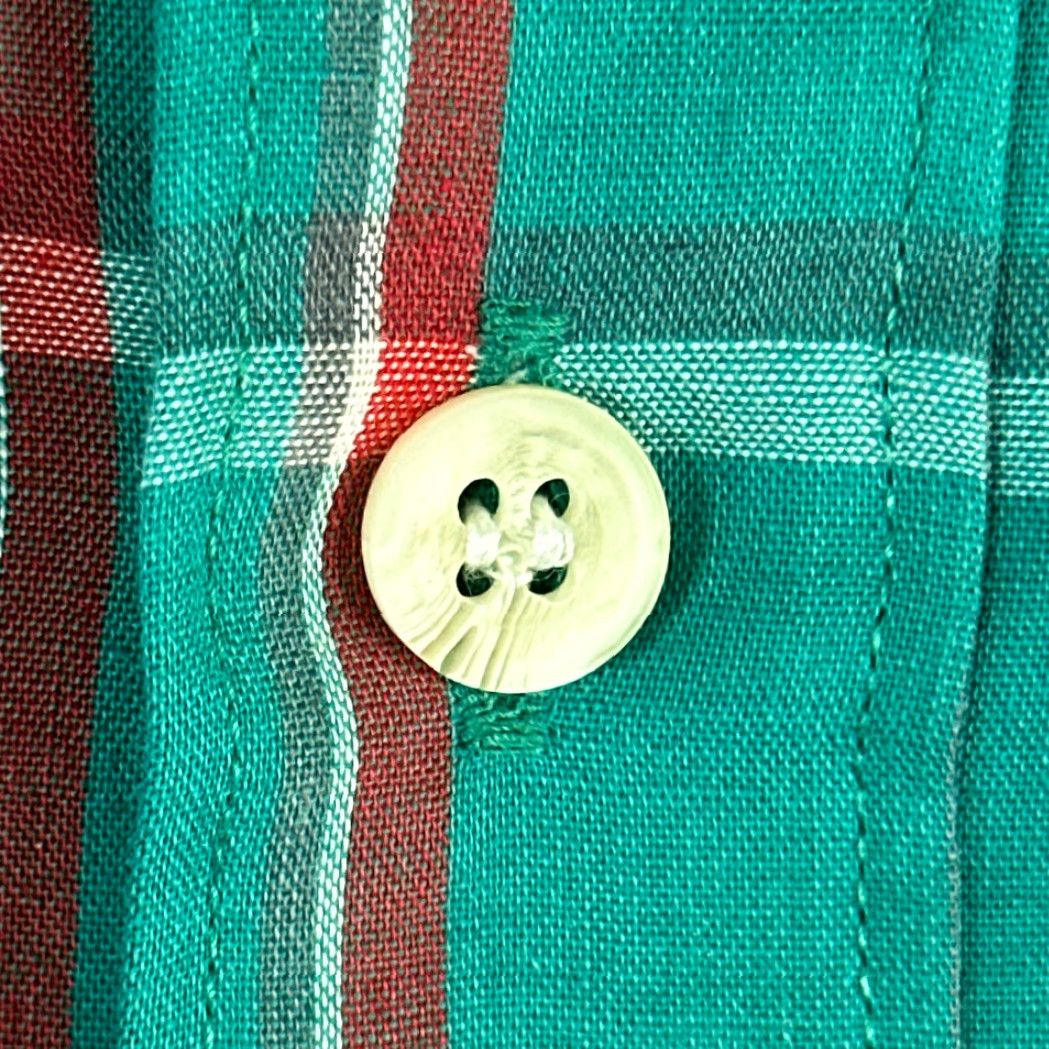Vintage VINTAGE Manhattan Shirt Adult MEDIUM Green Plaid Button-Down Natural USA 80s Manhattan Mens Shirt Size US M / EU 48-50 / 2 - 5 Thumbnail