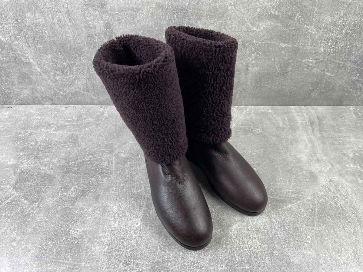 Jimmy Choo Jimmy Choo Belted Hight Shearling Leather Burgundy Boots Size US 7 / IT 37 - 6 Thumbnail