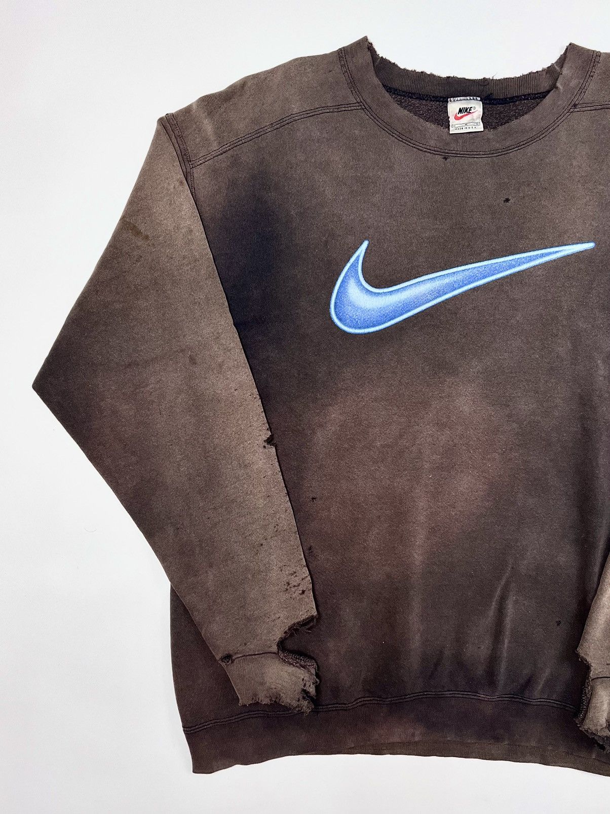 Nike 1990s Nike Bigswoosh Distressed Sweatshirt Destroyed Faded Size US M / EU 48-50 / 2 - 1 Thumbnail