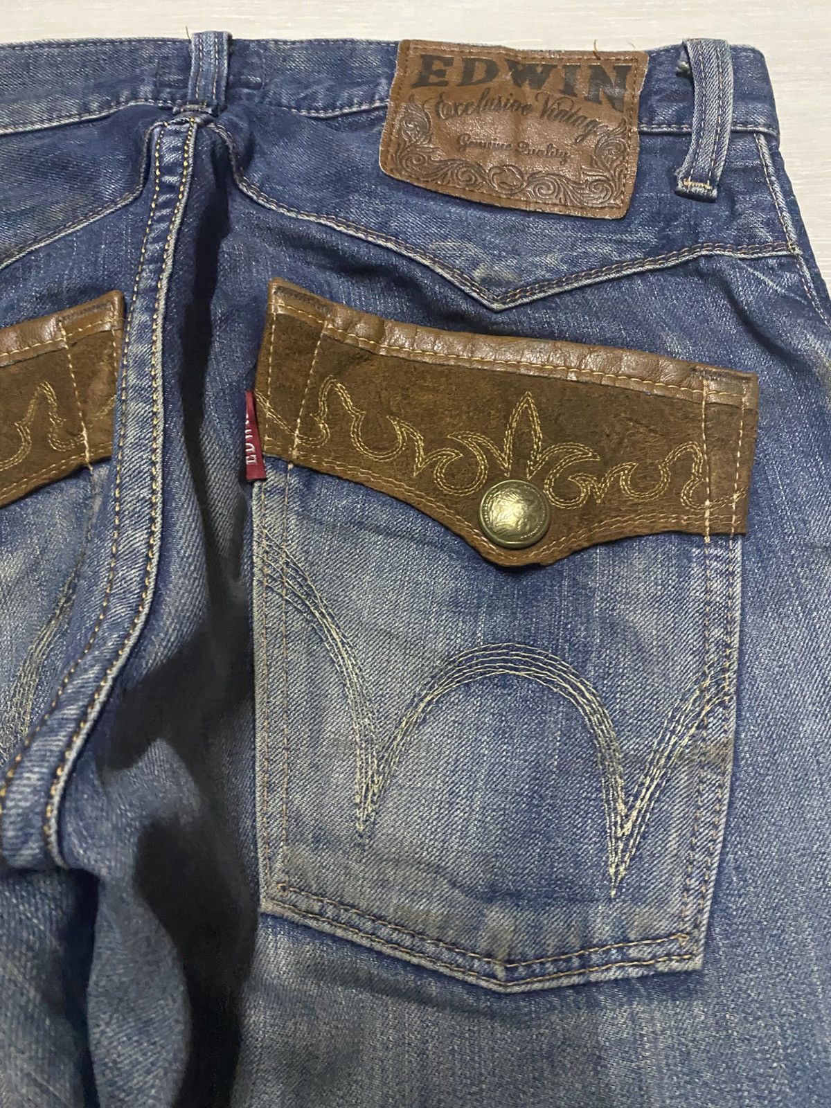 Junya Watanabe Edwin Exclusive Vintage Mud Wash Distressed Loose Jeans Size US 32 / EU 48 - 8 Thumbnail