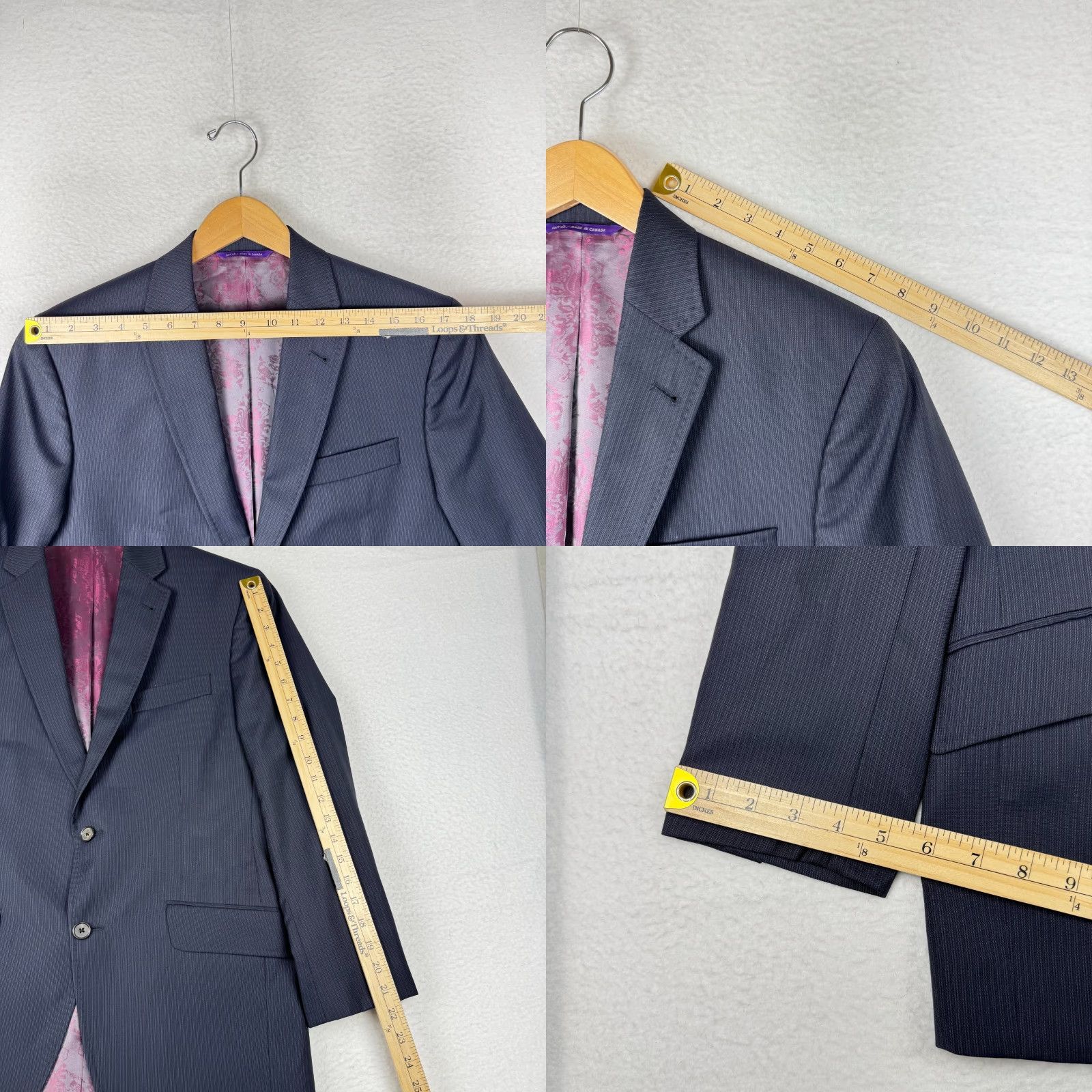 Ted Baker Ted Baker Blazer / Jacket Dark Blue Striped 2 Piece Endurance ~40R Regular Fit Notch Lapel Double-Vented Four-Button Six-piece? Size 40R - 9 Thumbnail