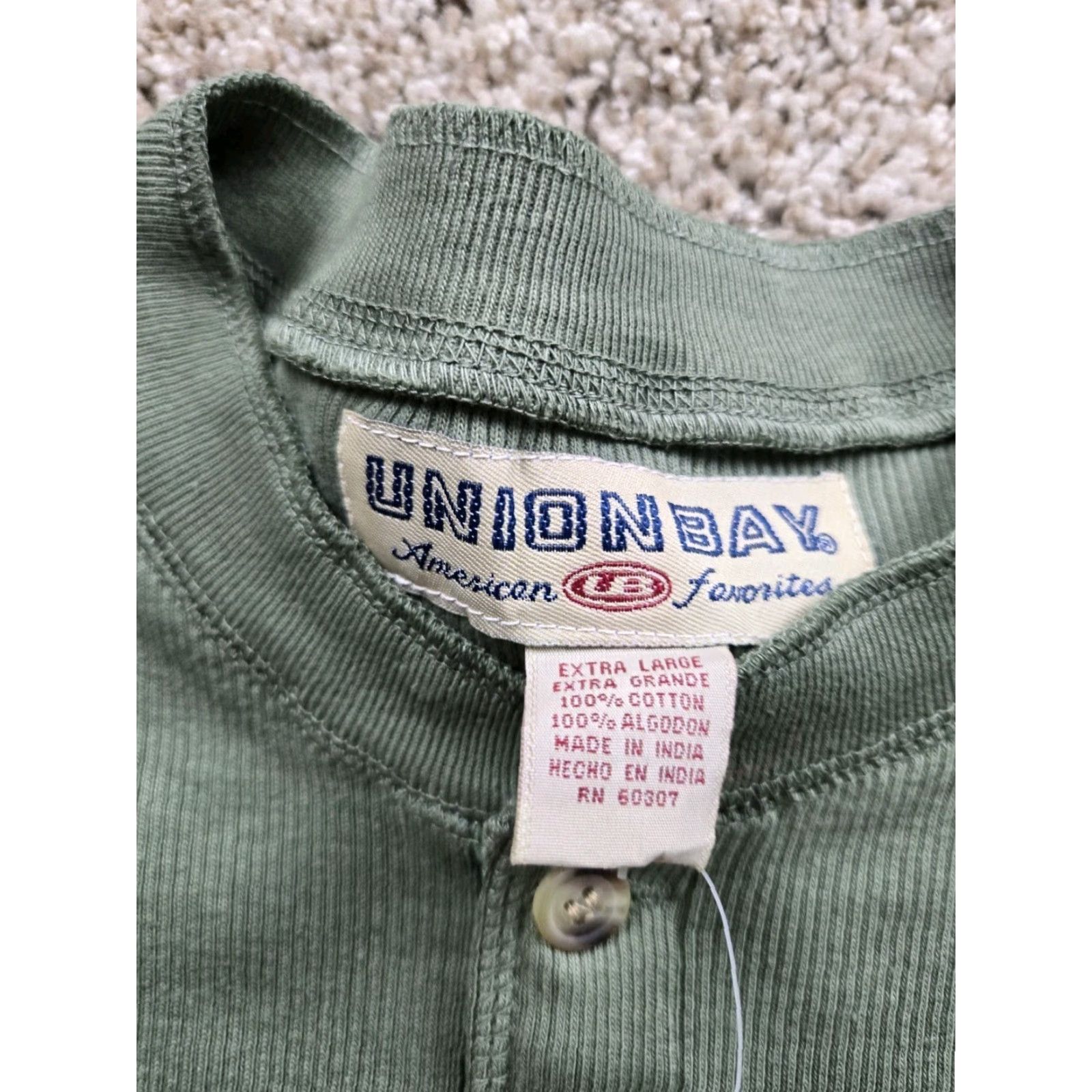 Vintage VINTAGE UNIONBAY Henley Shirt XL Mens Green Long Sleeve Pullover Cotton 90s NWT Size US XL / EU 56 / 4 - 4 Thumbnail