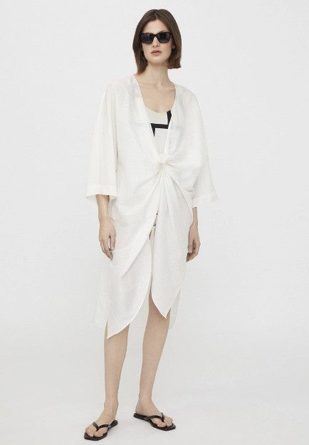Toteme o1mle0525 Embroidered Cotton Silk Knot Blouse in White Size S / US 4 / IT 40 - 1 Preview