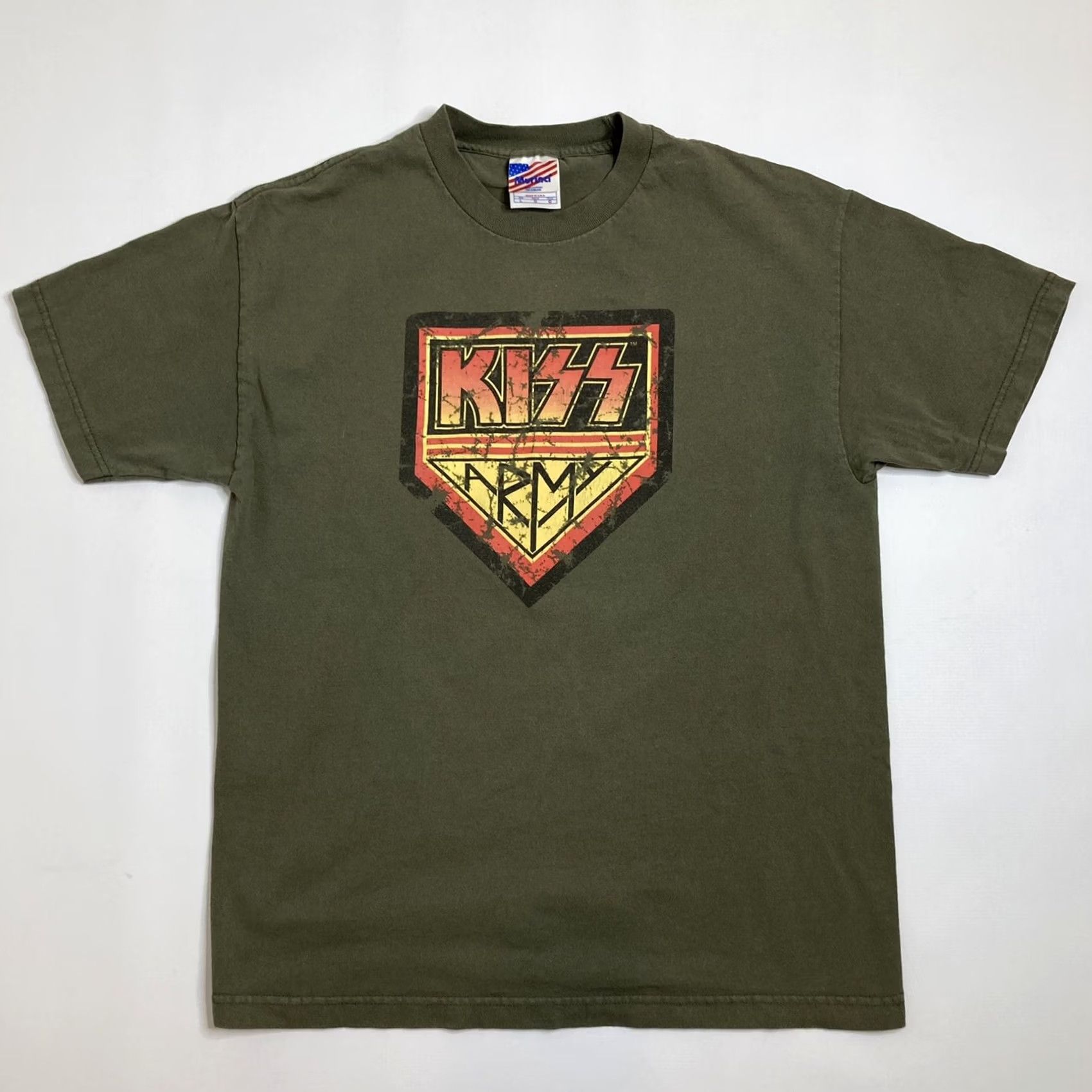Vintage VINTAGE Murina Marina Kiss Army T Shirt Rock Tee Men’s Size L Green Made In The USA Size US L / EU 52-54 / 3 - 2 Thumbnail