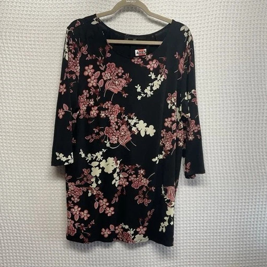 J. Jill NWOT J. Jill Wearever Botanical Floral Jersey Tunic Women 2X Size ONE SIZE - 1 Thumbnail