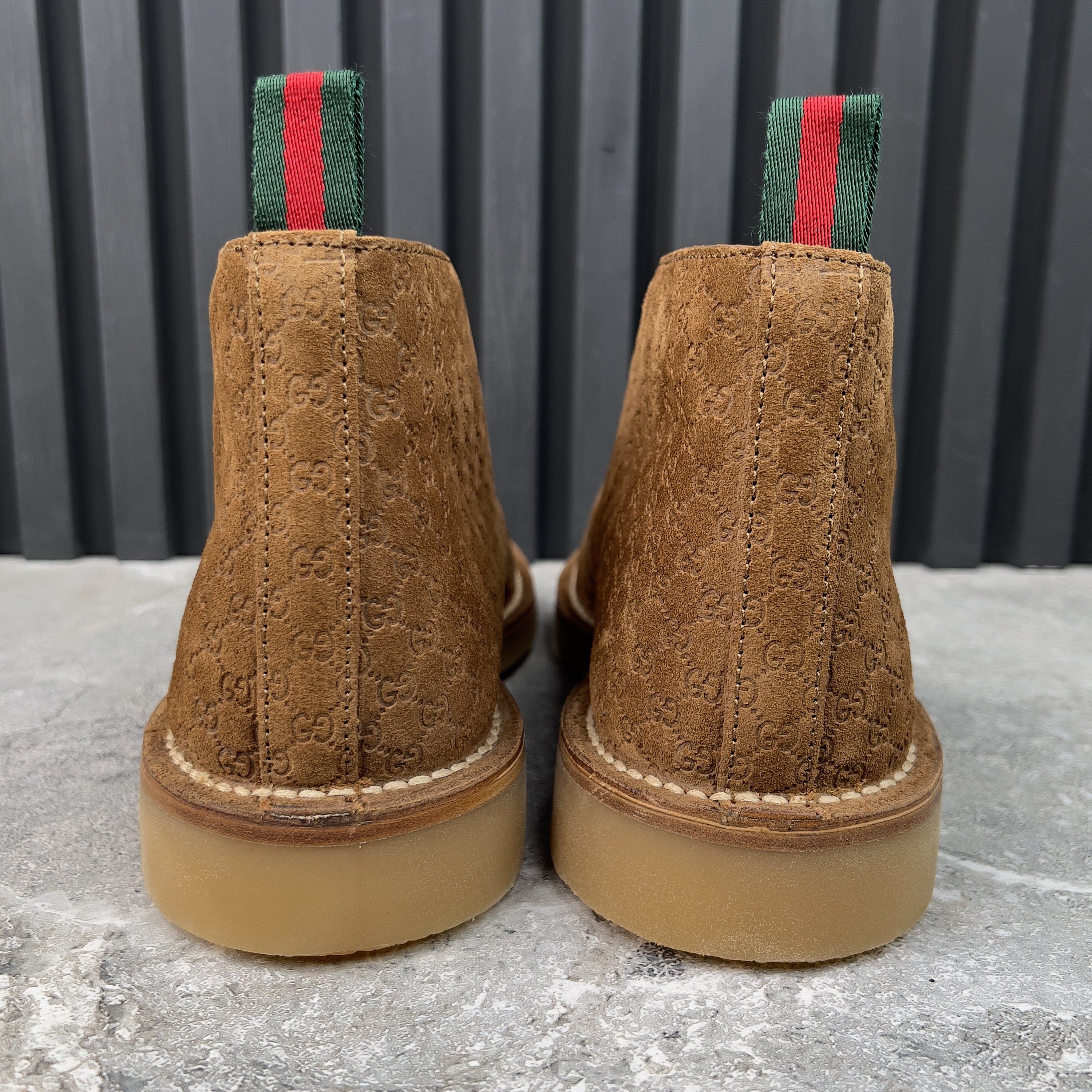 Gucci NEW Moreau Web GG Signature Desert Boots Camel Brown Suede Size US 8 / EU 41 - 8 Thumbnail