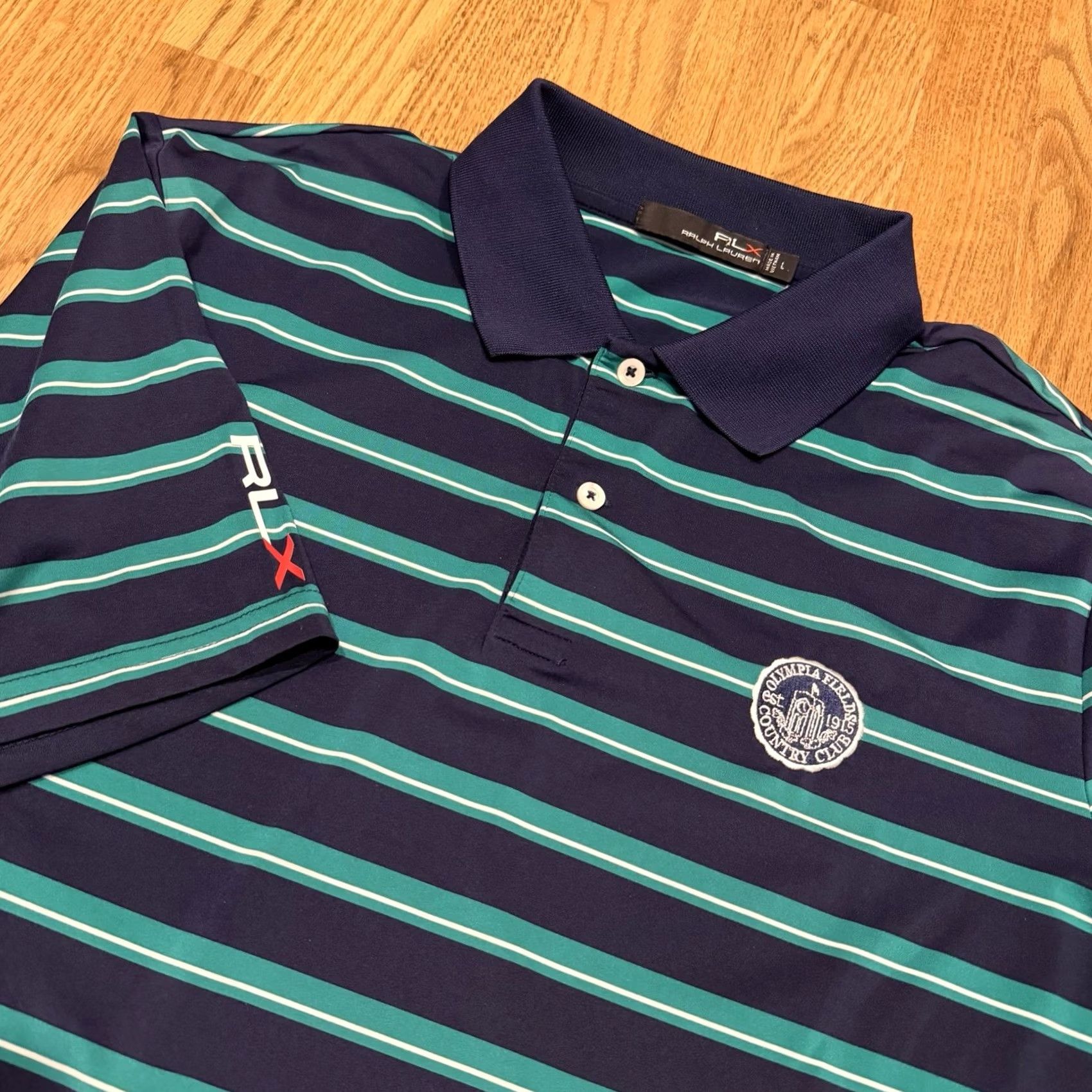 RLX Ralph Lauren RLX Ralph Lauren Golf Polo Shirt Men’s L Olympia Fields Stripe Golf Club Pattern Short Sleeve Multicolor POLO Shirt Mens Size US L / EU 52-54 / 3 - 3 Thumbnail