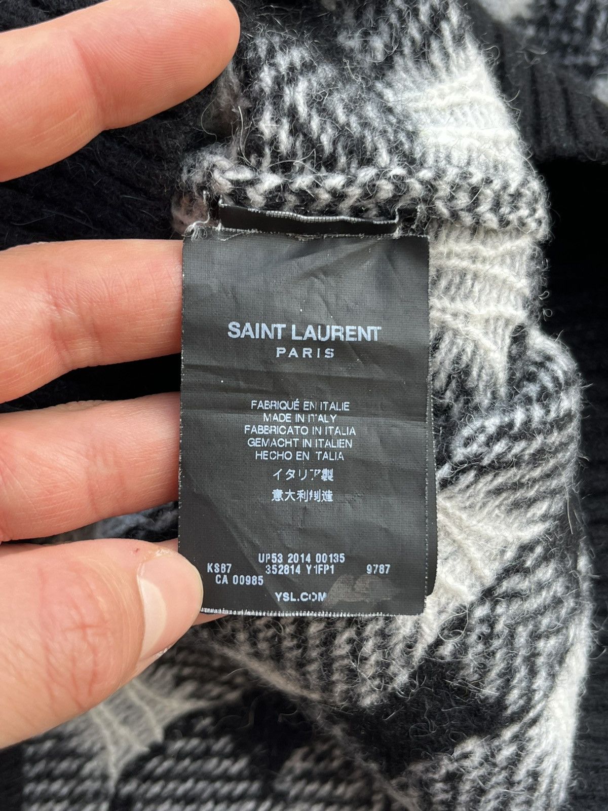 Hedi Slimane × Saint Laurent Paris FW14 Saint Laurent by Hedi Slimane Wool Checkered Sweater Size US S / EU 44-46 / 1 - 5 Thumbnail