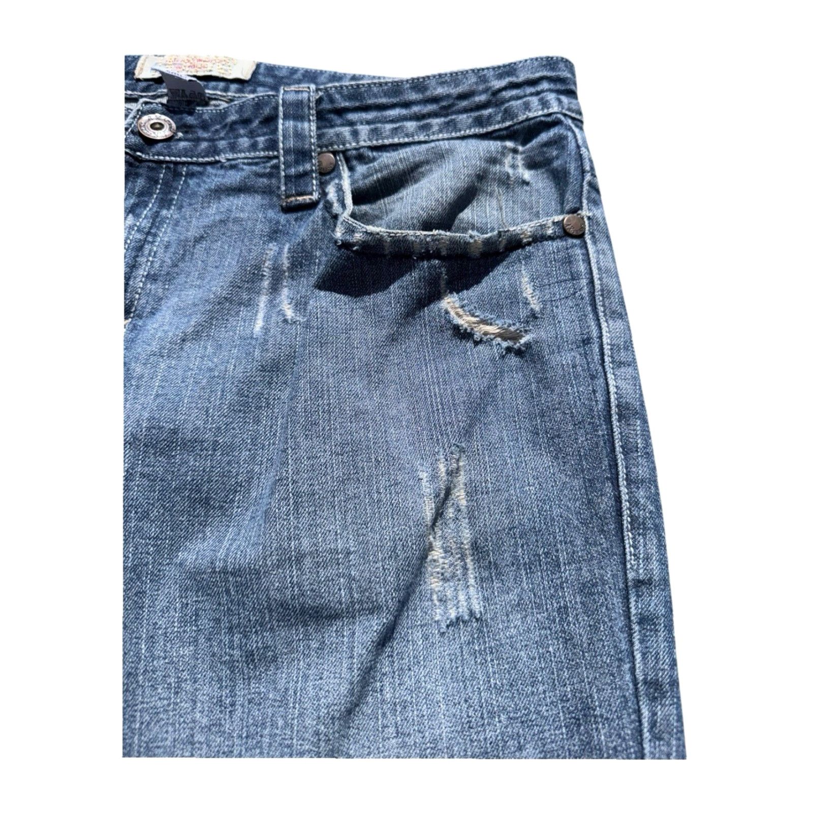 Alfani VINTAGE Alfani Jeans Bootcut Distressed Embroidered Le Fleur Low Rise Sz 38 Women Blue 90s Y2K Size 26" / US 2 / IT 38 - 7 Thumbnail
