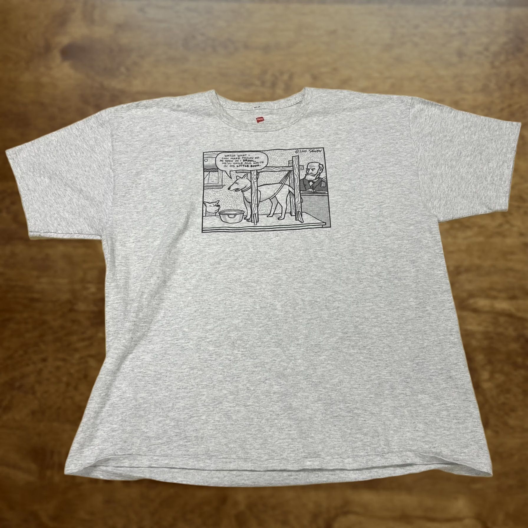 Hanes Hanes Pavlov Dog Cartoon Shirt Mens 2XL Gray Science Humor Tee T-Shirt Tagless Size US XXL / EU 58 / 5 - 1 Thumbnail