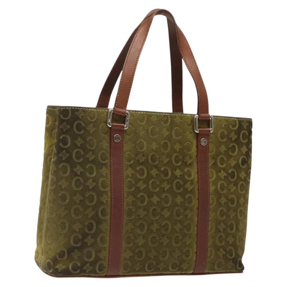 Celine CELINE C Macadam Canvas Hand Bag Suede Green Gold Size ONE SIZE - 1 Thumbnail