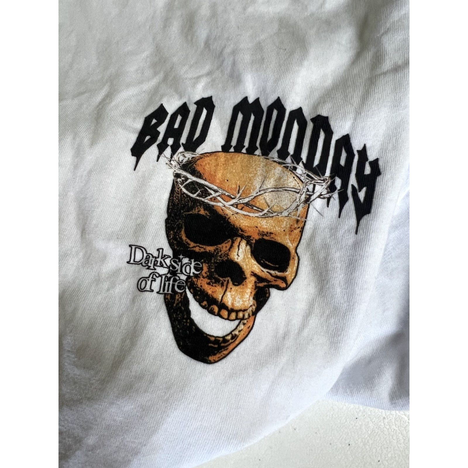 Vintage Bad Monday T-Shirt Dark side Of Life Skull Tee White Short Sleeve XL Men Crew Neck Vintage? No (remove question) Size US XL / EU 56 / 4 - 5 Thumbnail